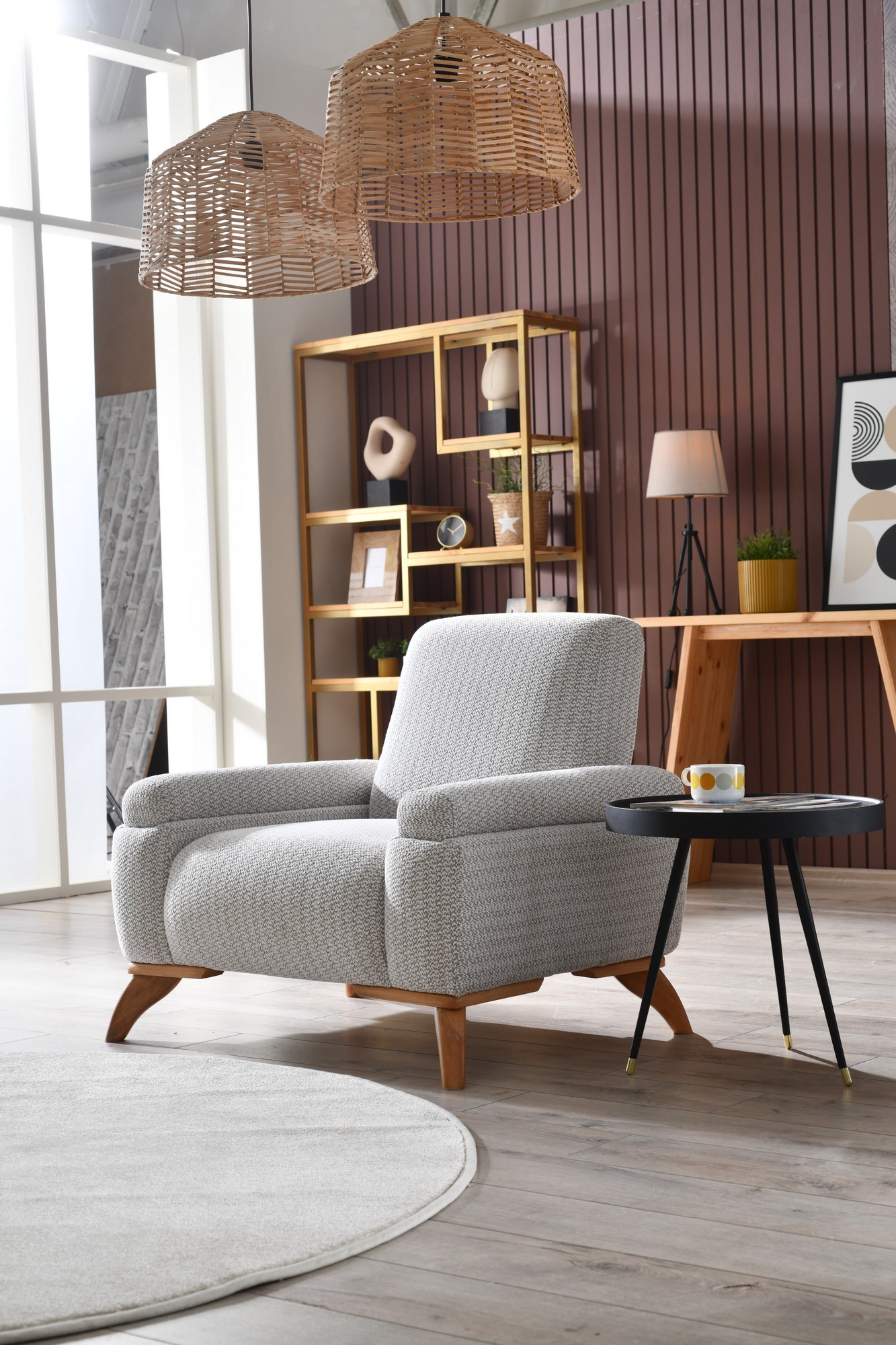 Nojatuoli Valento Furniture Zena, harmaa/kahvi