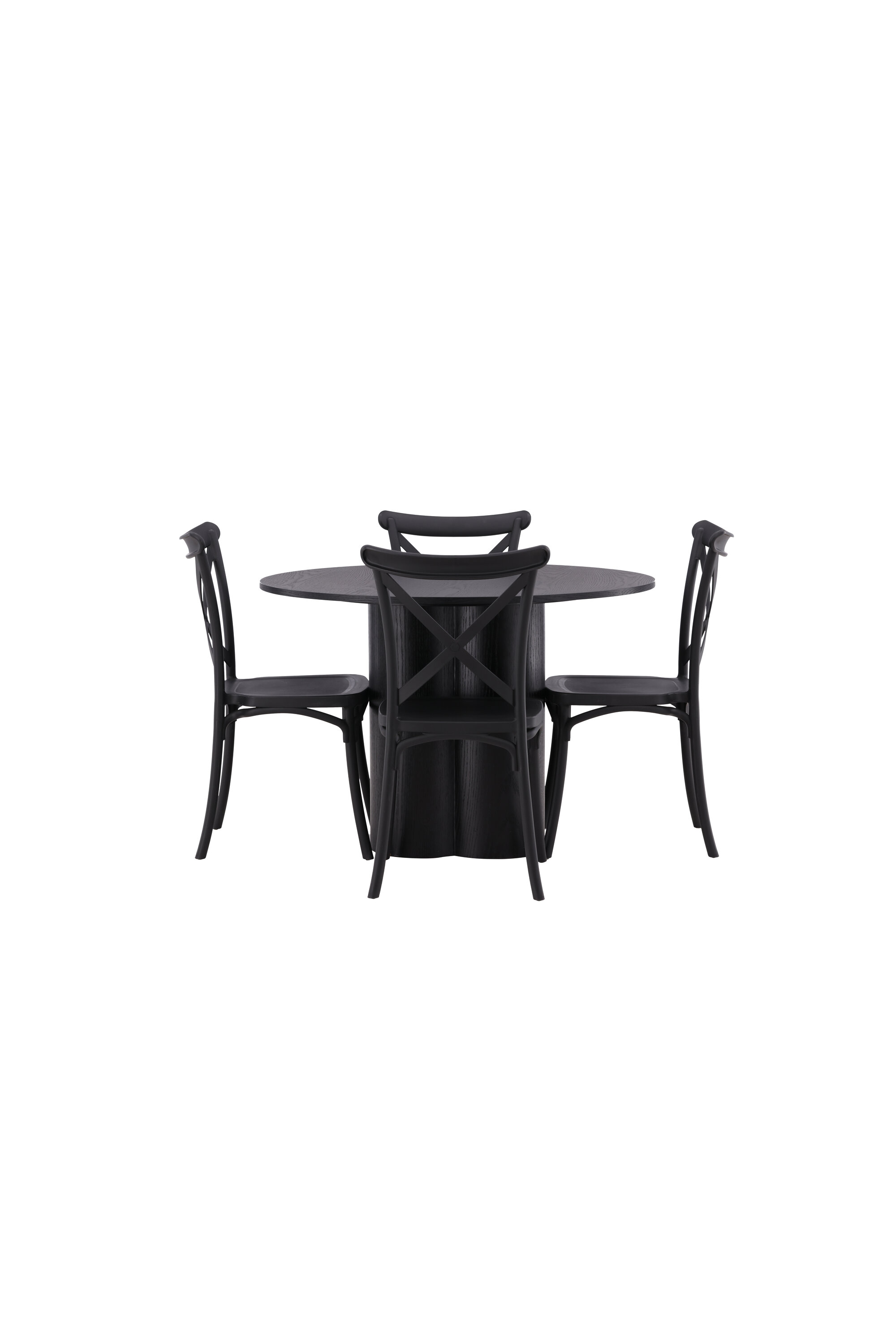 Ruokailuryhmä Venture Home Olivia/Crosett, Ø110cm pöytä + 4 tuolia, musta