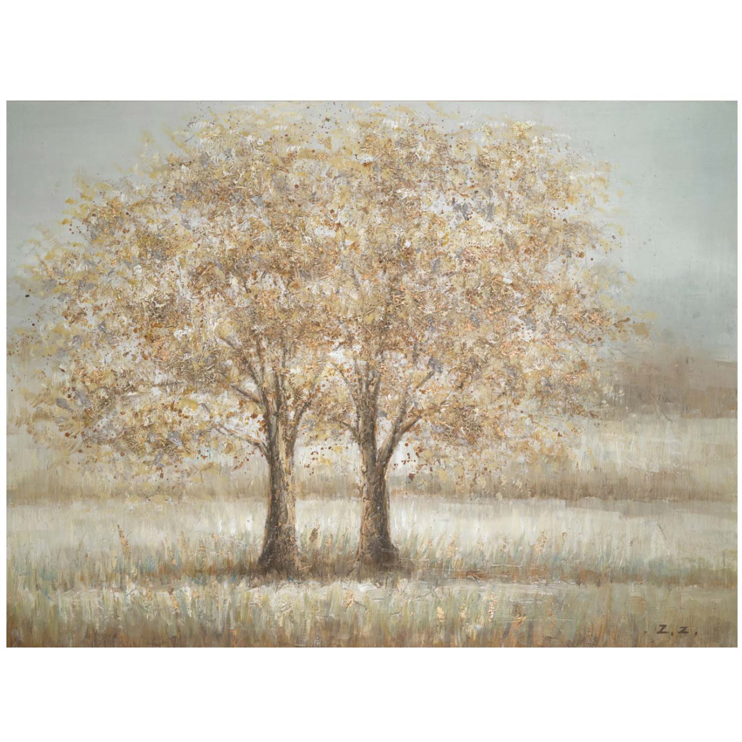 Öljymaalaus Home4You 90x120cm, Kaksi Puuta, Beige