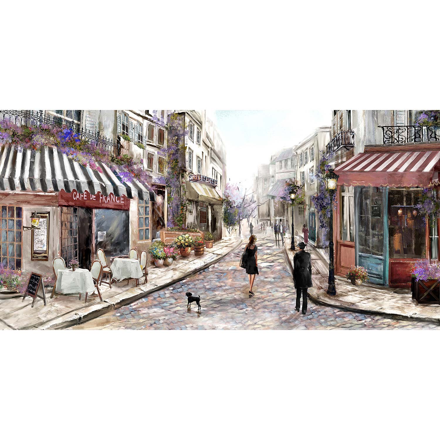 Öljymaalaus Home4You Katukahvila, 50x100cm, Multicolor