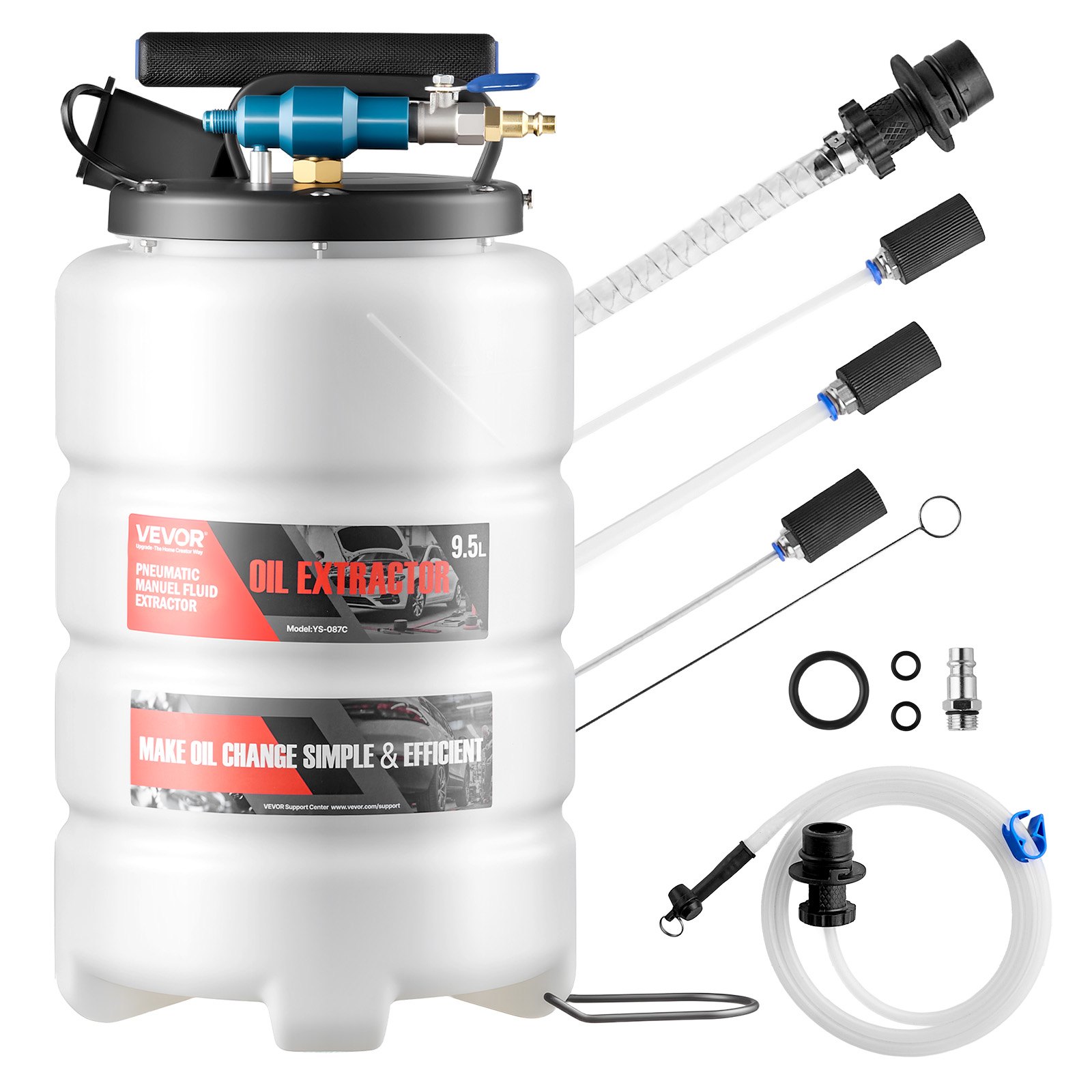 Öljynvaihtopumppu North Craft YS-087C, 9.5L, Pneumaattinen/Manuaalinen, Valkoinen