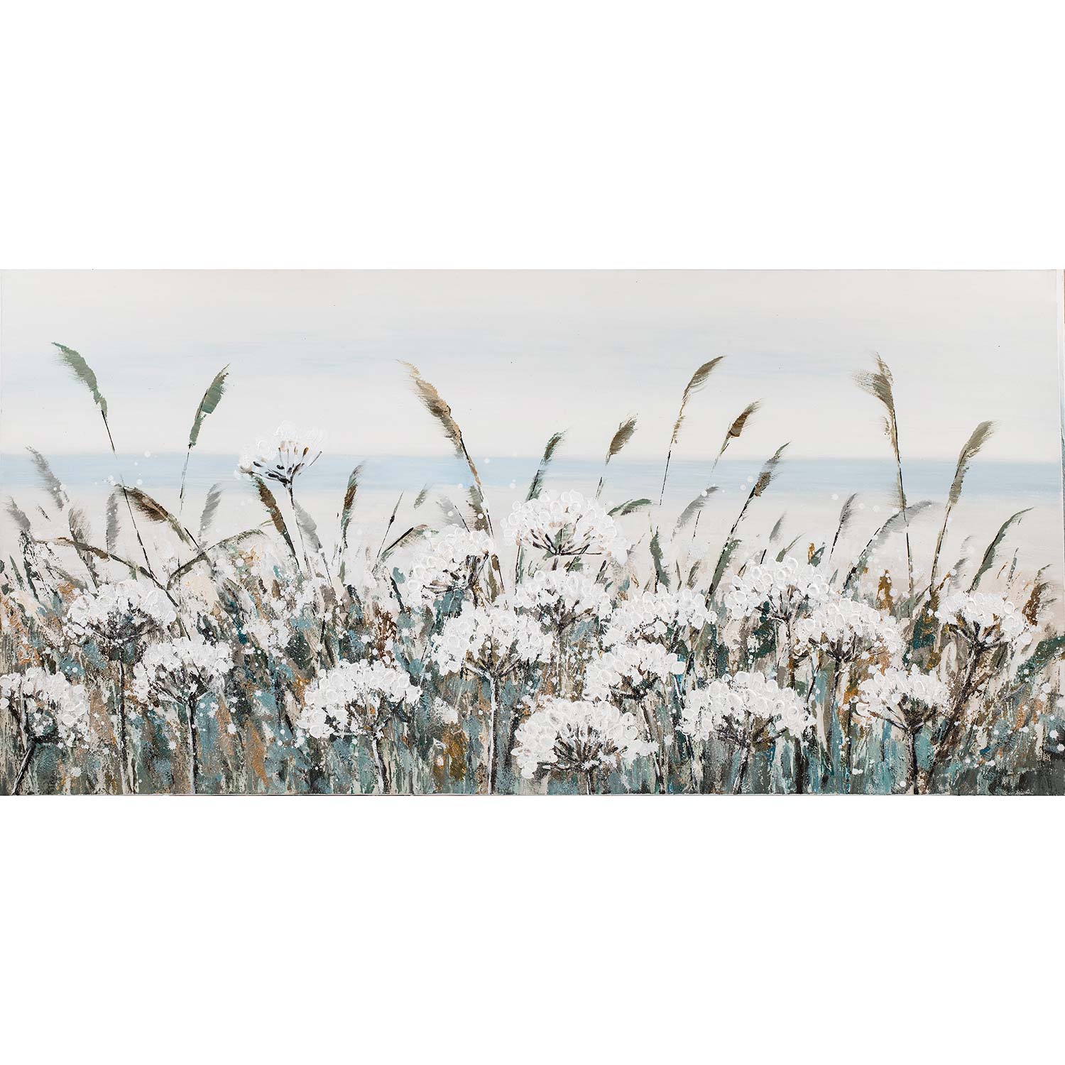 Öljyvärimaalaus Home4You Valkoiset Peltokukat, 70x140cm, Valkoinen