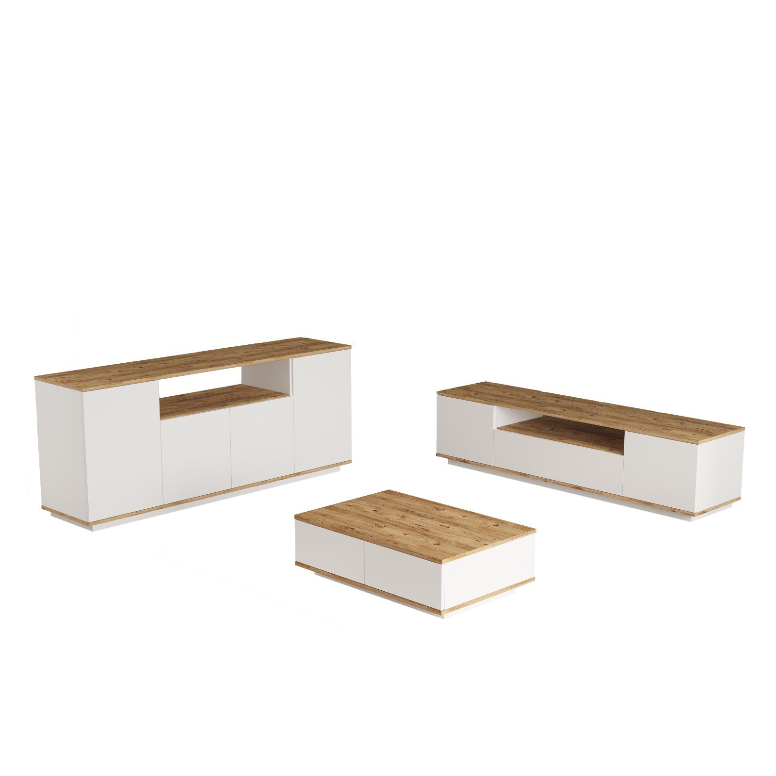 Olohuoneen huonekalusetti Valento Furniture FR18-AW, ruskea/valkoinen