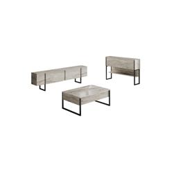 Olohuoneen kalustesetti Valento Furniture Luxe Set, Travertiini/Musta