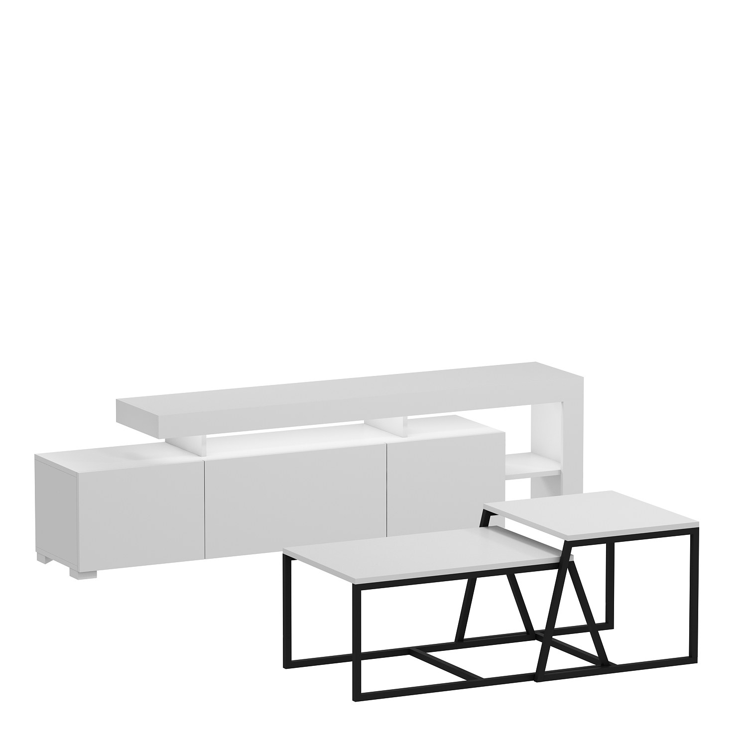 Olohuoneen Kalustesetti Valento Furniture Beliz, 192x53cm, Valkoinen