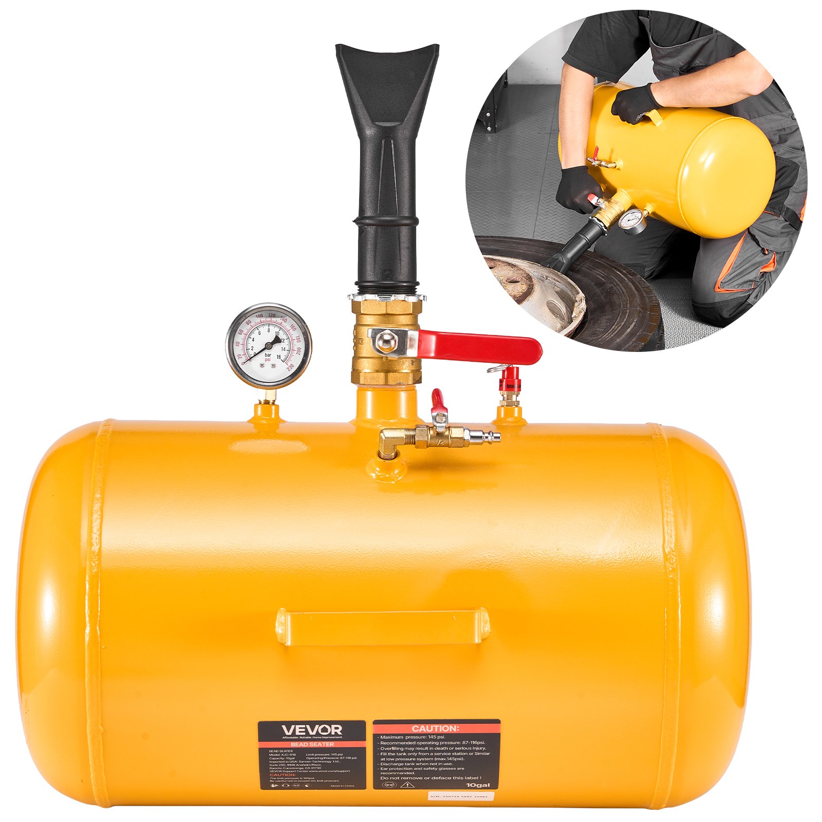 Paineilmakäyttöinen renkaan palteenasennin North Craft XJC-019, 37.9L, Keltainen