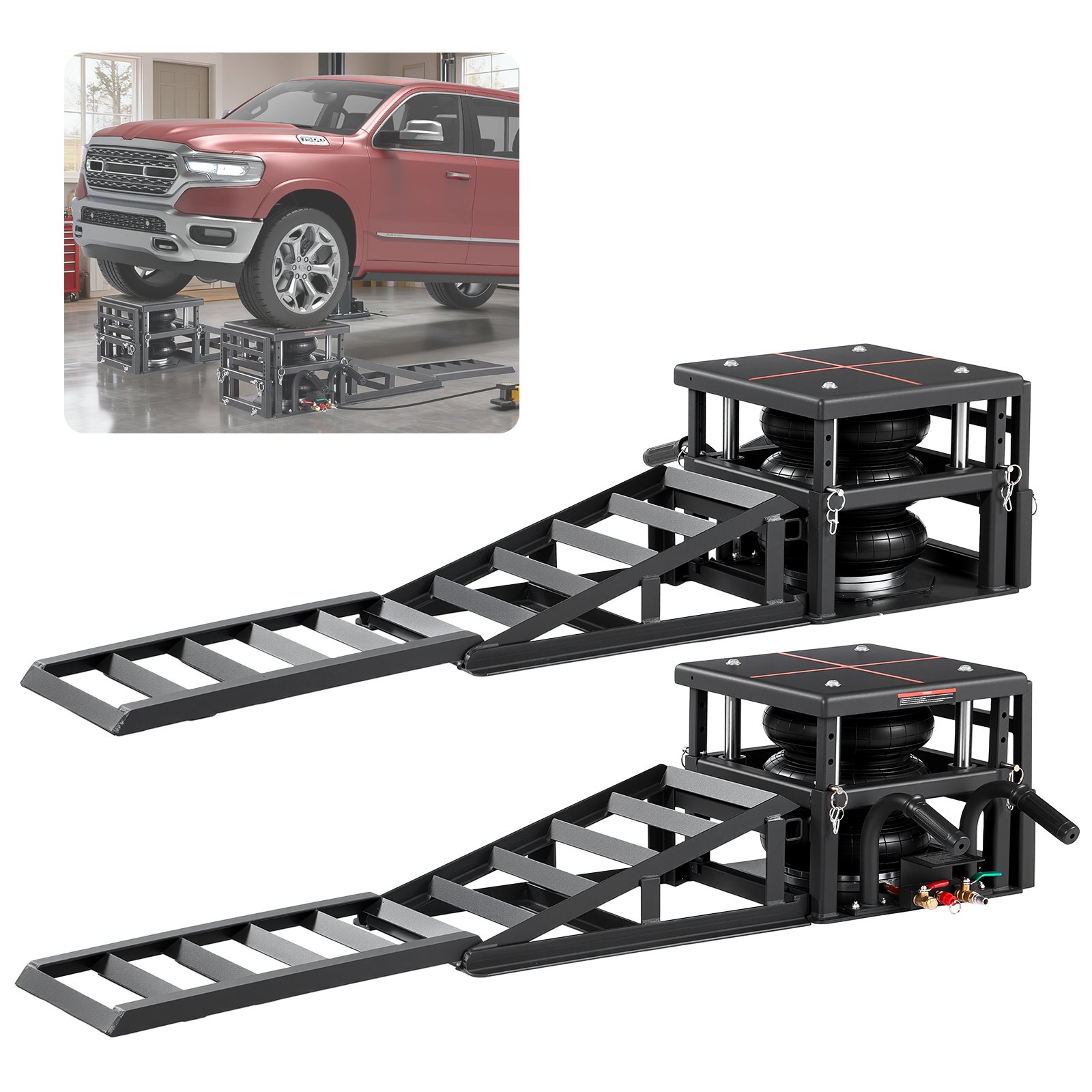 Paineilmakäyttöiset autonostorampit North Craft 2PCS, 5 Ton, 320 mm, Pneumaattinen