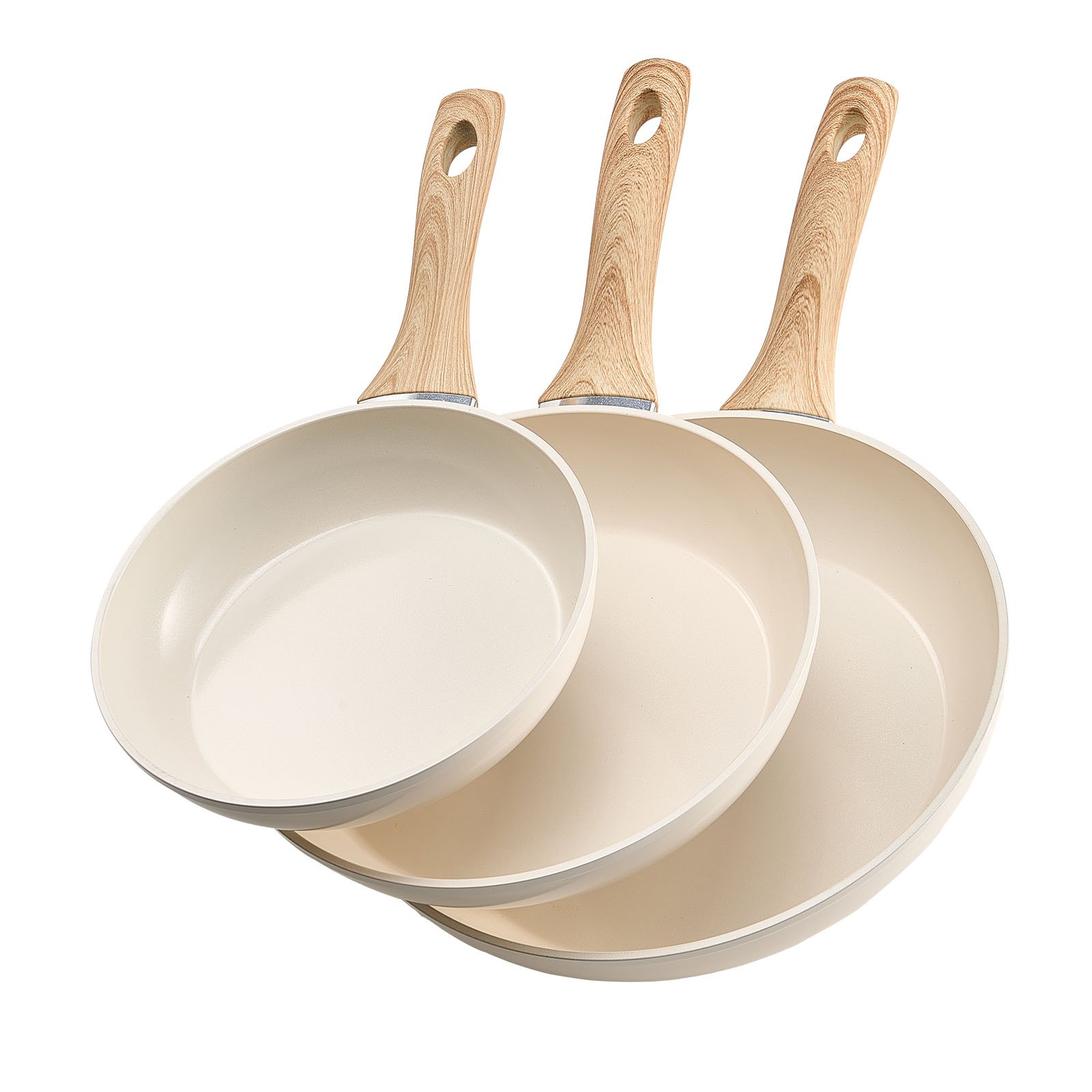 Paistinpannusetti North Craft Skillet, 3 kpl (20, 24, 28 cm), Keraaminen Pinta, Beige