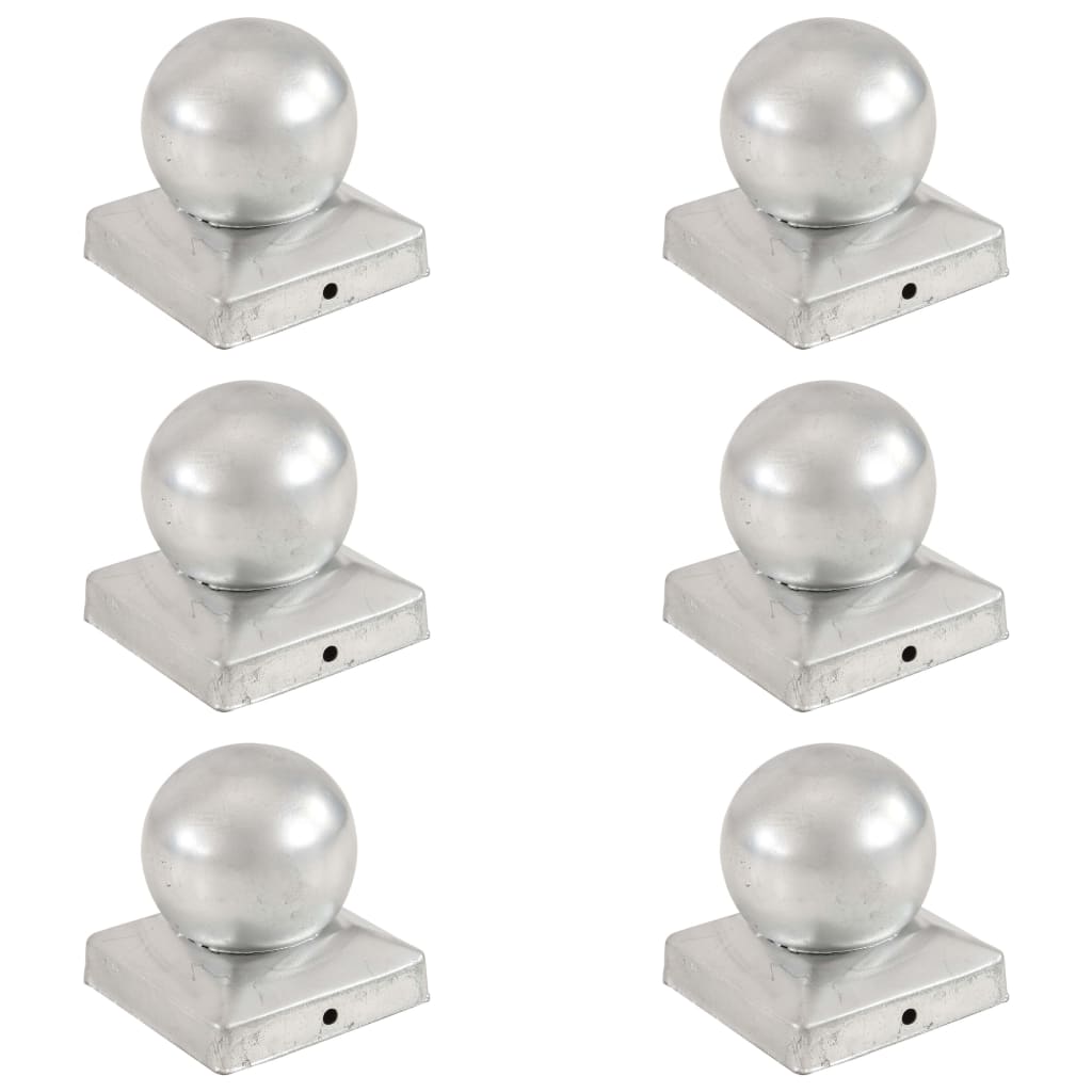 Pallon muotoiset tolpan kärjet 6 kpl galvanoitu metalli 91x91mm