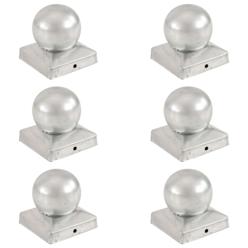 Pallon muotoiset tolpan kärjet 6 kpl galvanoitu metalli 91x91mm