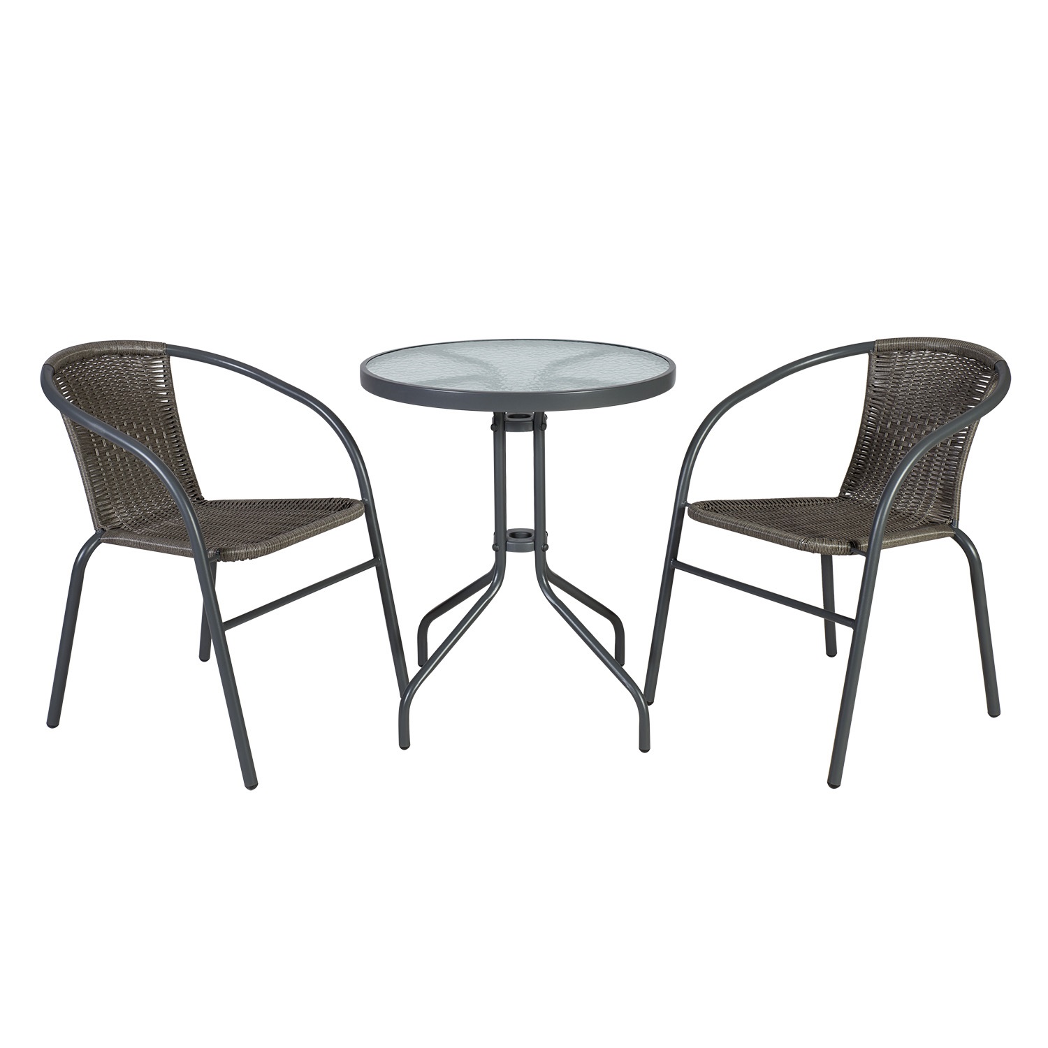 Parvekekalusto Home4You Bistro, Pöytä D60x70cm + 2 Tuolia 52x58x73cm, Harmaa