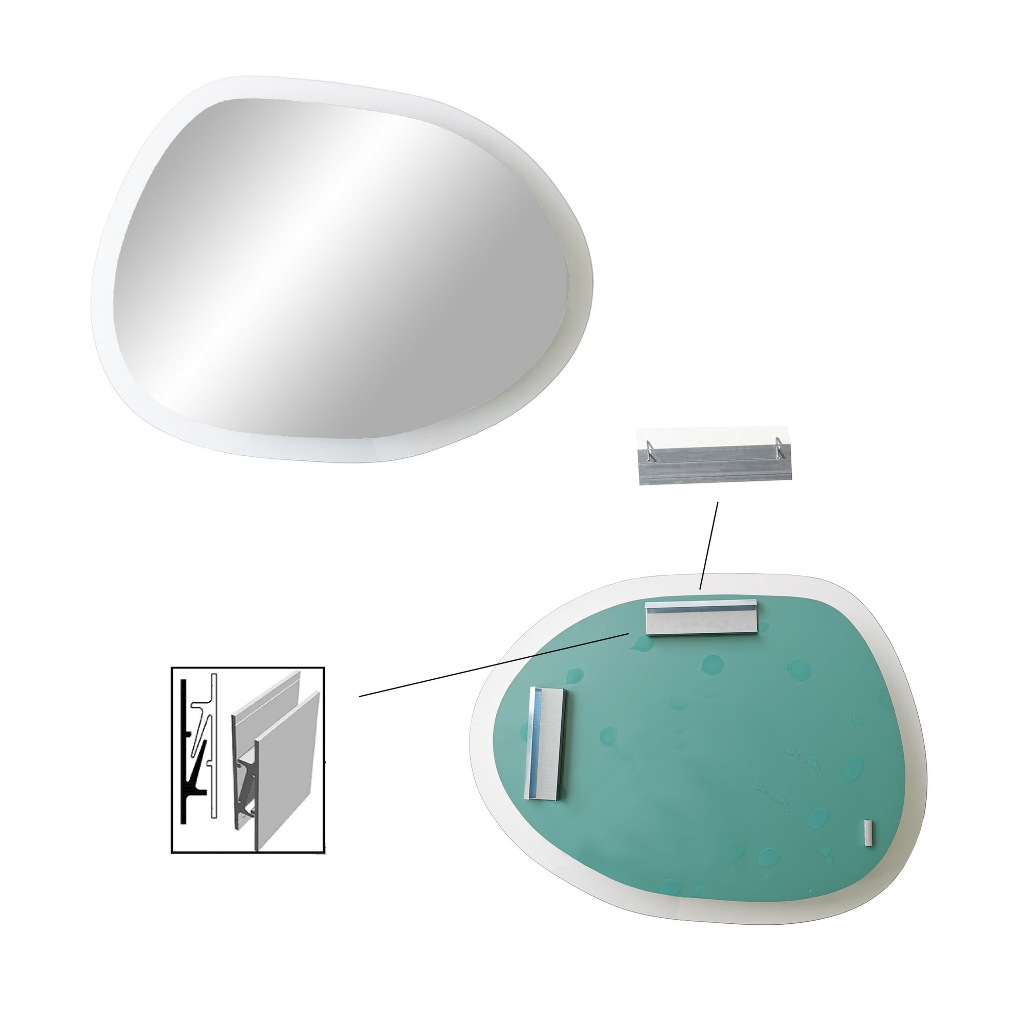 Peili Valento Furniture Aqua A342, 75x55cm, läpinäkyvä