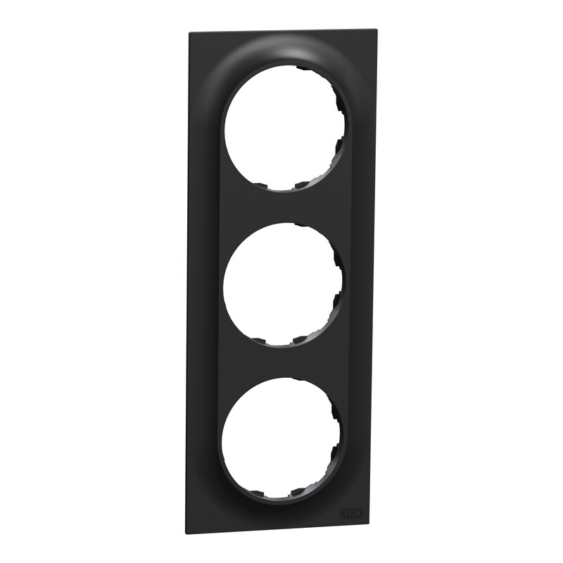 Peitelevy Schneider Electric ELKO One, 3-osainen, 3x pyöreä aukko, musta