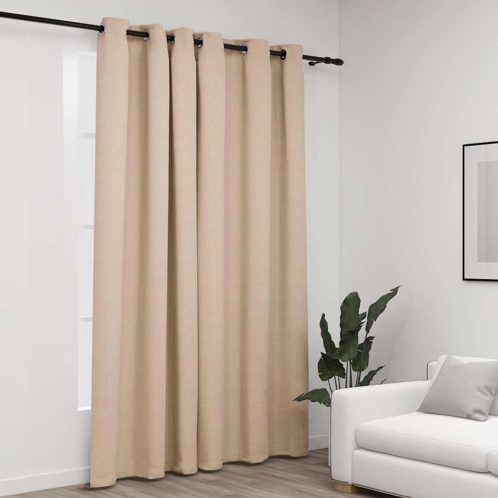 Pellavamainen pimennysverho purjerenkailla beige 290x245 cm