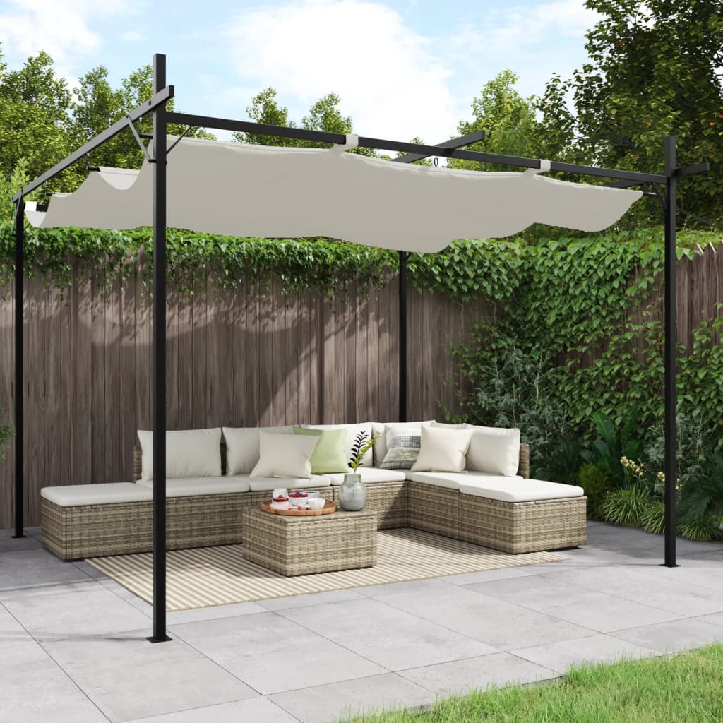 Pergola sisäänvedettävä katto kerma 295x292x230 cm
