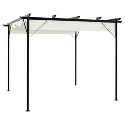 Pergola sisäänvedettävällä katolla 3x3 m teräs kermanvalkoinen