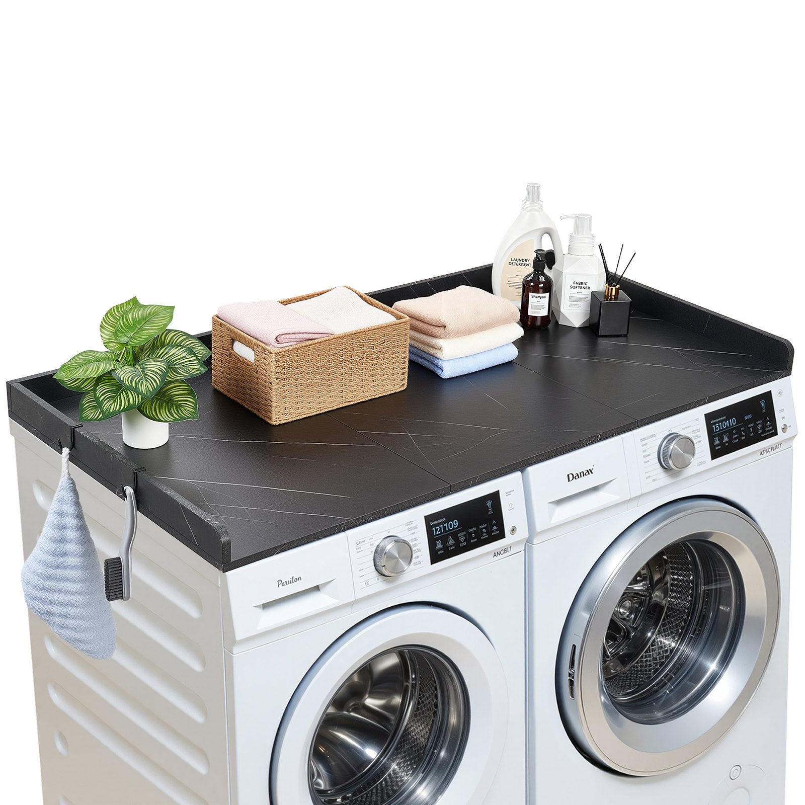 Pesukoneen työtaso North Craft XYTM0929BK, 137x69.9cm, Marmori, Musta
