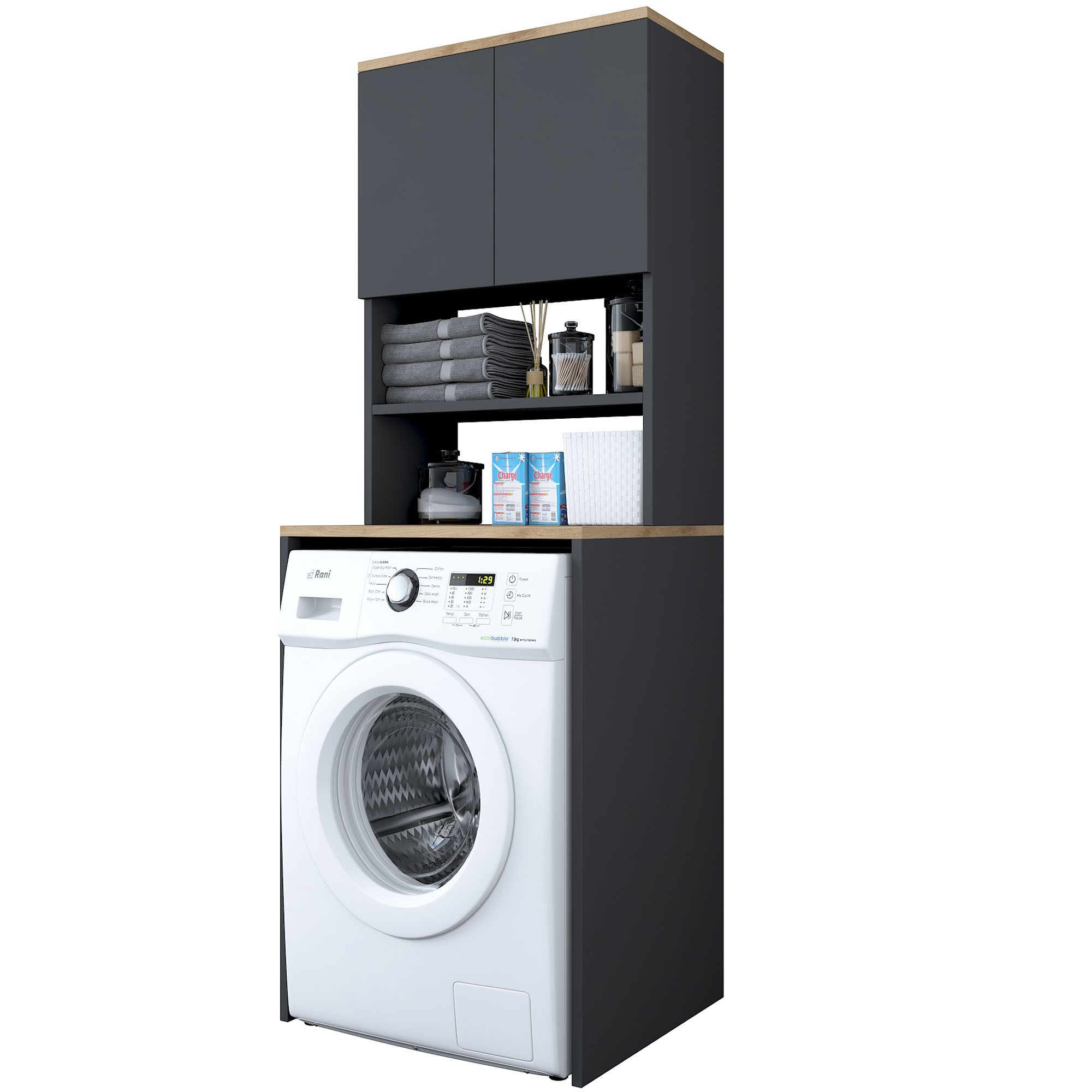 Pesukonekaappi Valento Furniture KD101, pähkinäpuu/antrasiitti