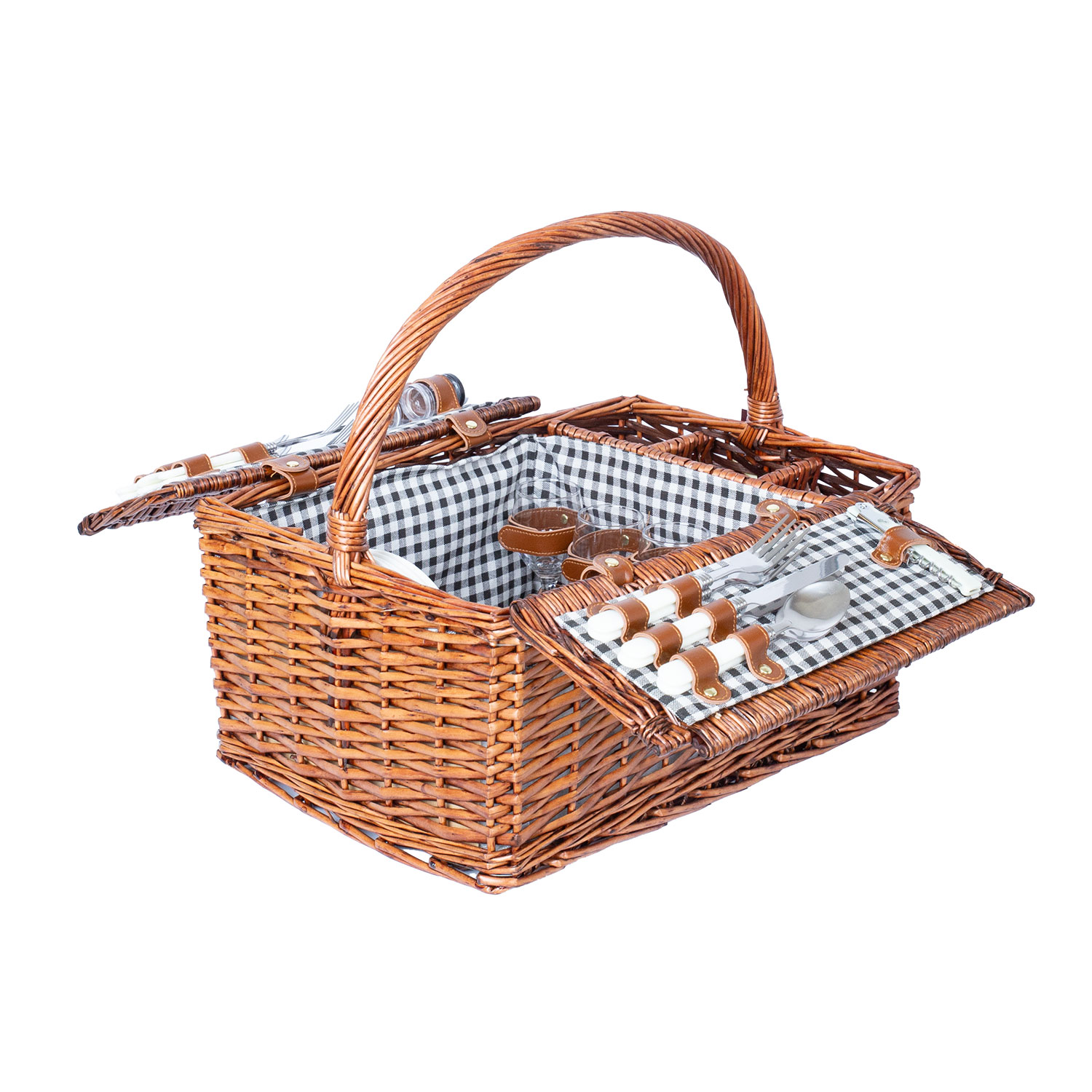 Piknik-kori Home4You 4 Hengelle, 46x33x22/40cm, Ruskea
