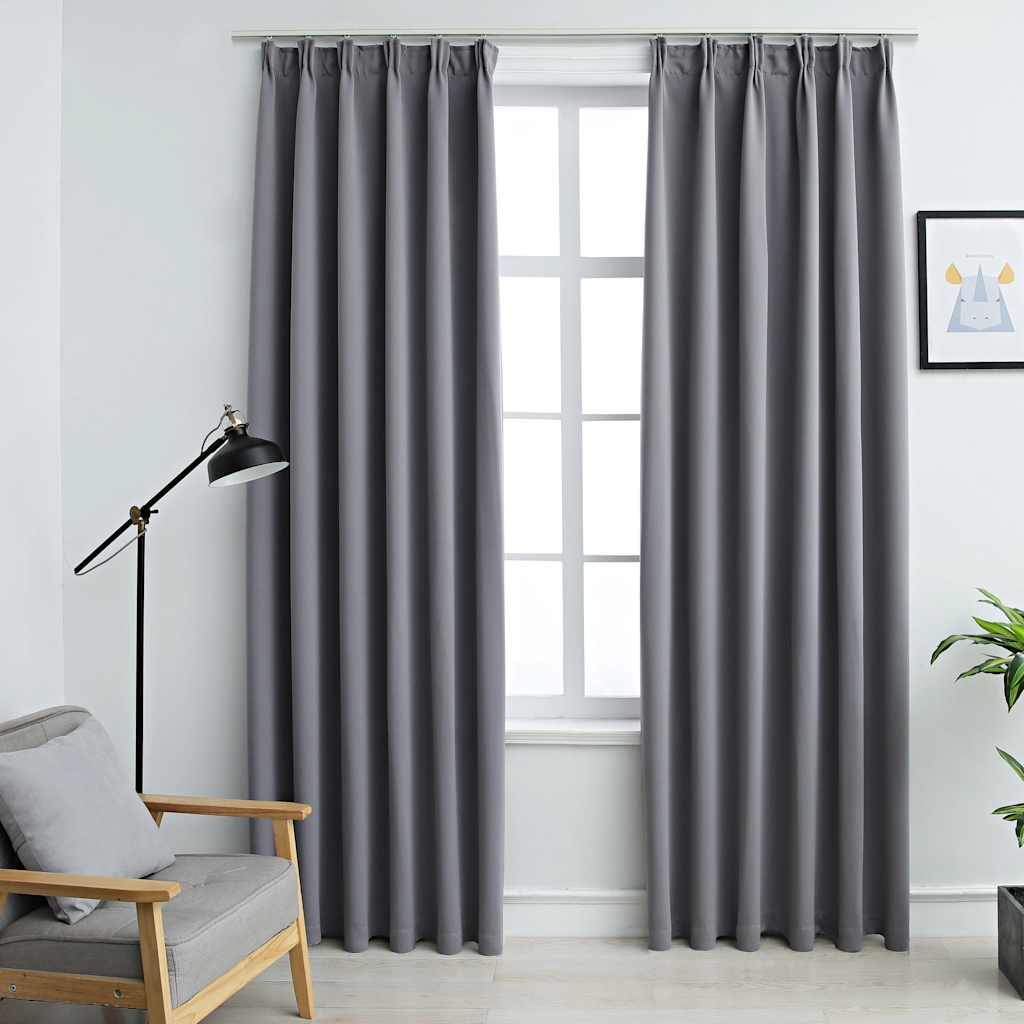 Pimennysverhot koukuilla 2 kpl harmaa 140x175cm