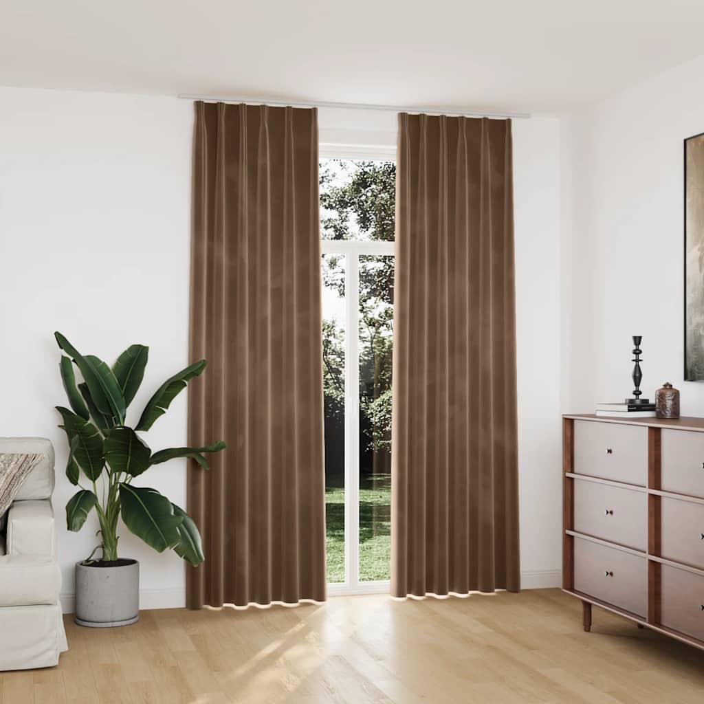 Pimennysverhot koukuilla 2 kpl sametti beige 140x245 cm