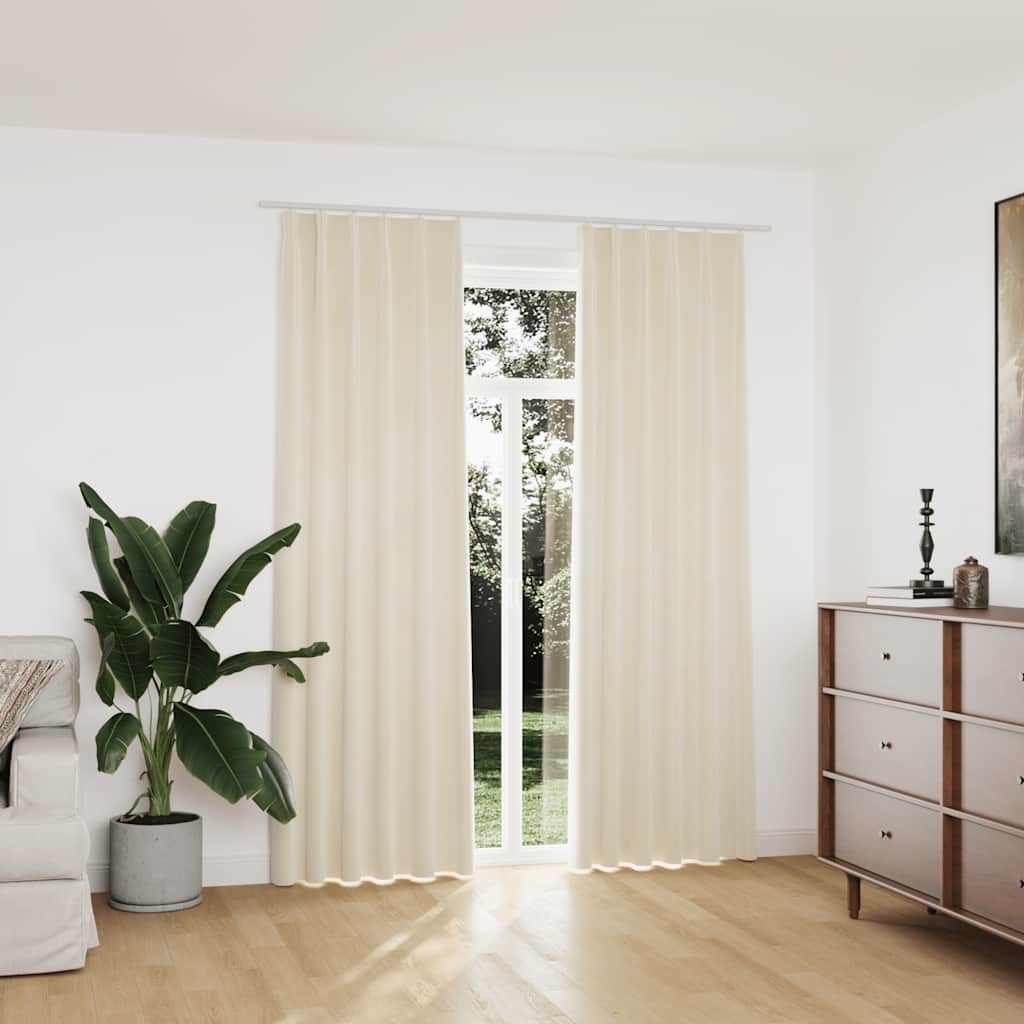 Pimennysverhot koukuilla 2 kpl sametti kerma 140x225 cm