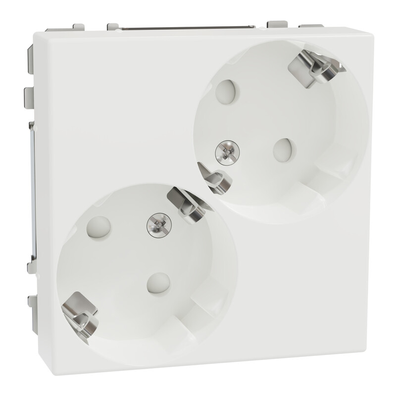 Pistorasia Schneider Electric Exxact, 2S/16A/IP21 1X UKJ, vino, valkoinen, 50 kpl pakkaus