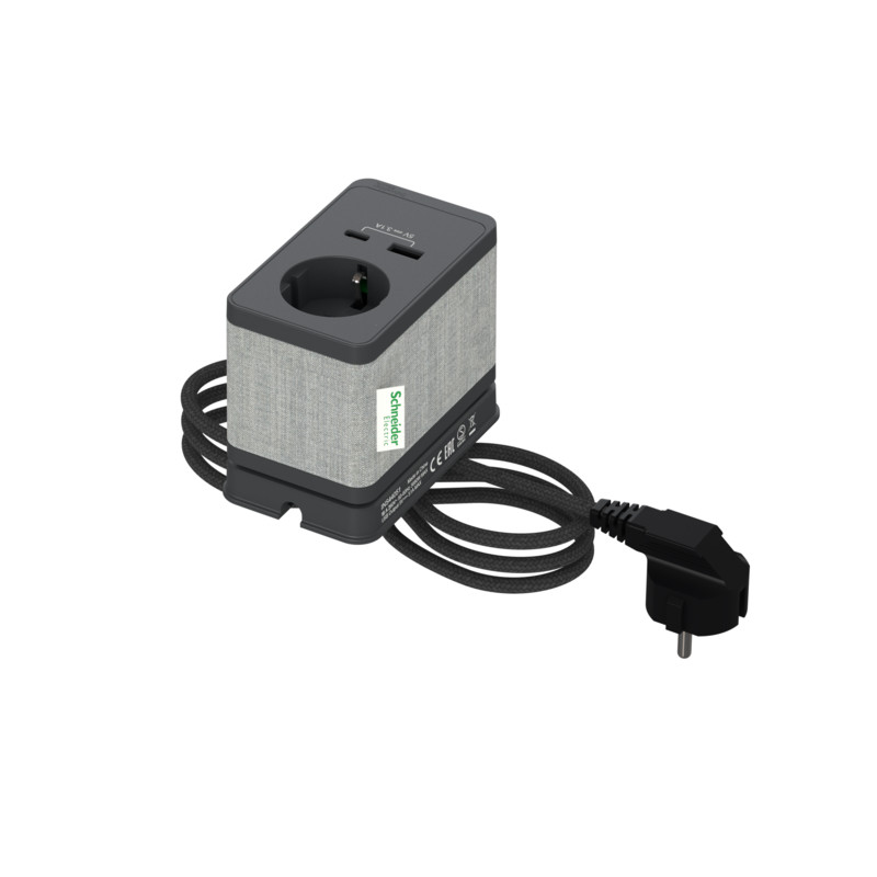 Pistorasiayksikkö Schneider electric Unica System+, pöytäyksikkö, S Schuko+USB-A/C, antrasiitti