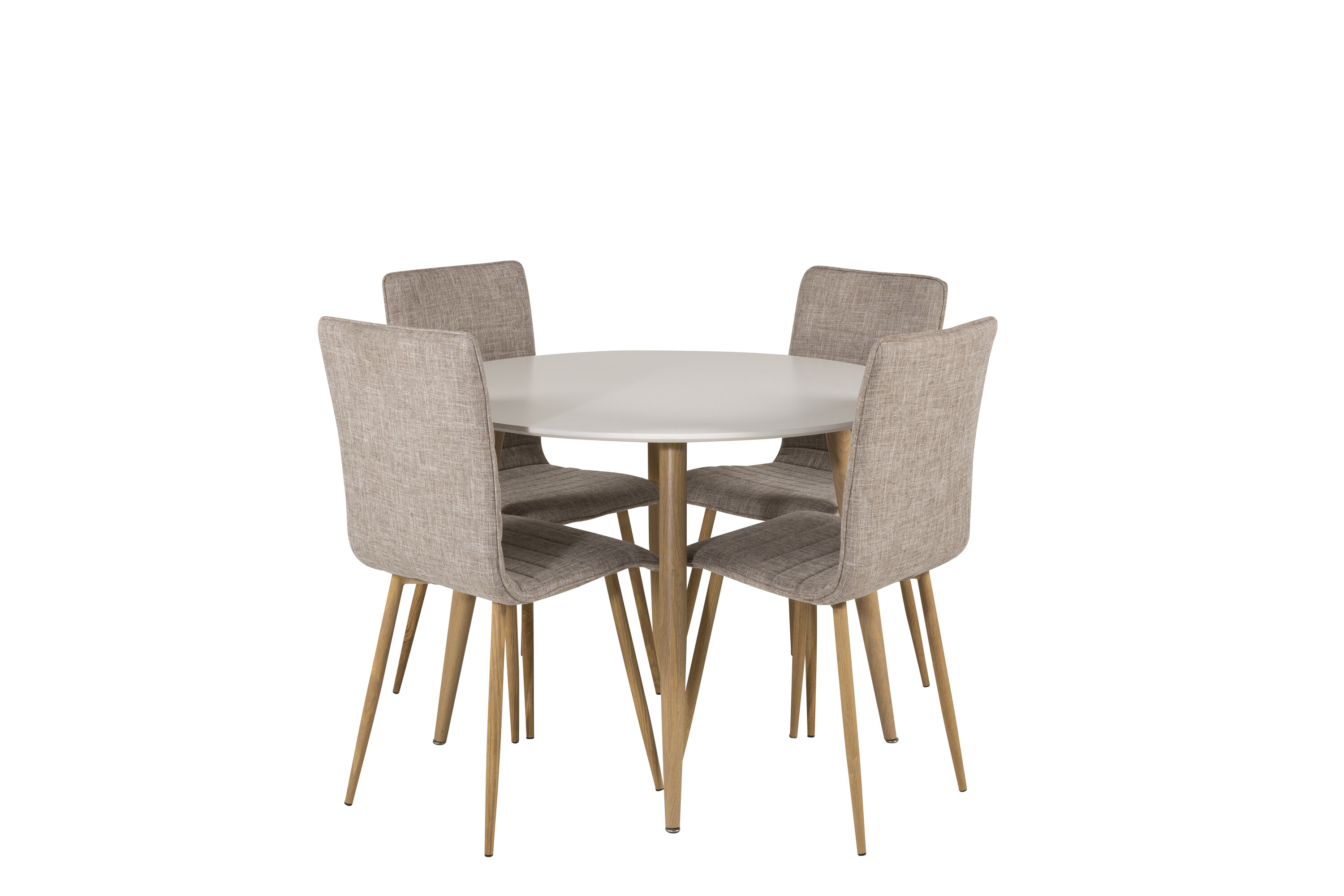 Ruokailuryhmä Venture Home Plaza/Windu, Ø100 cm pöytä + 4 tuolia, valkoinen/vaaleanharmaa