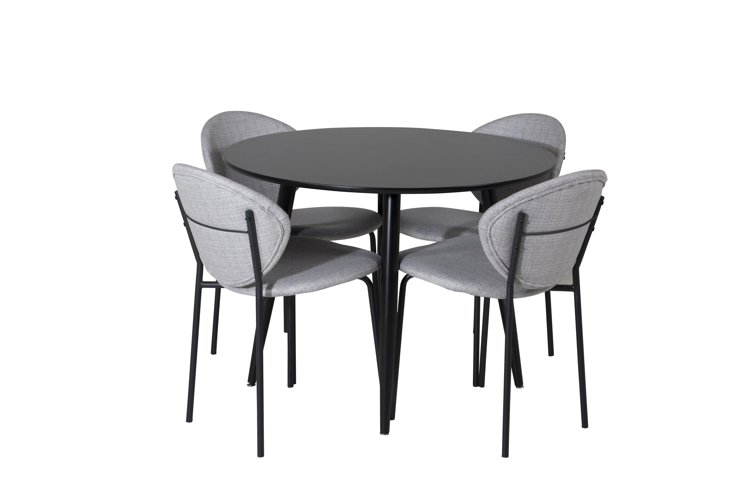 Ruokailuryhmä Venture Home Plaza/Vault, Ø100 cm pöytä + 4 tuolia, musta/harmaa