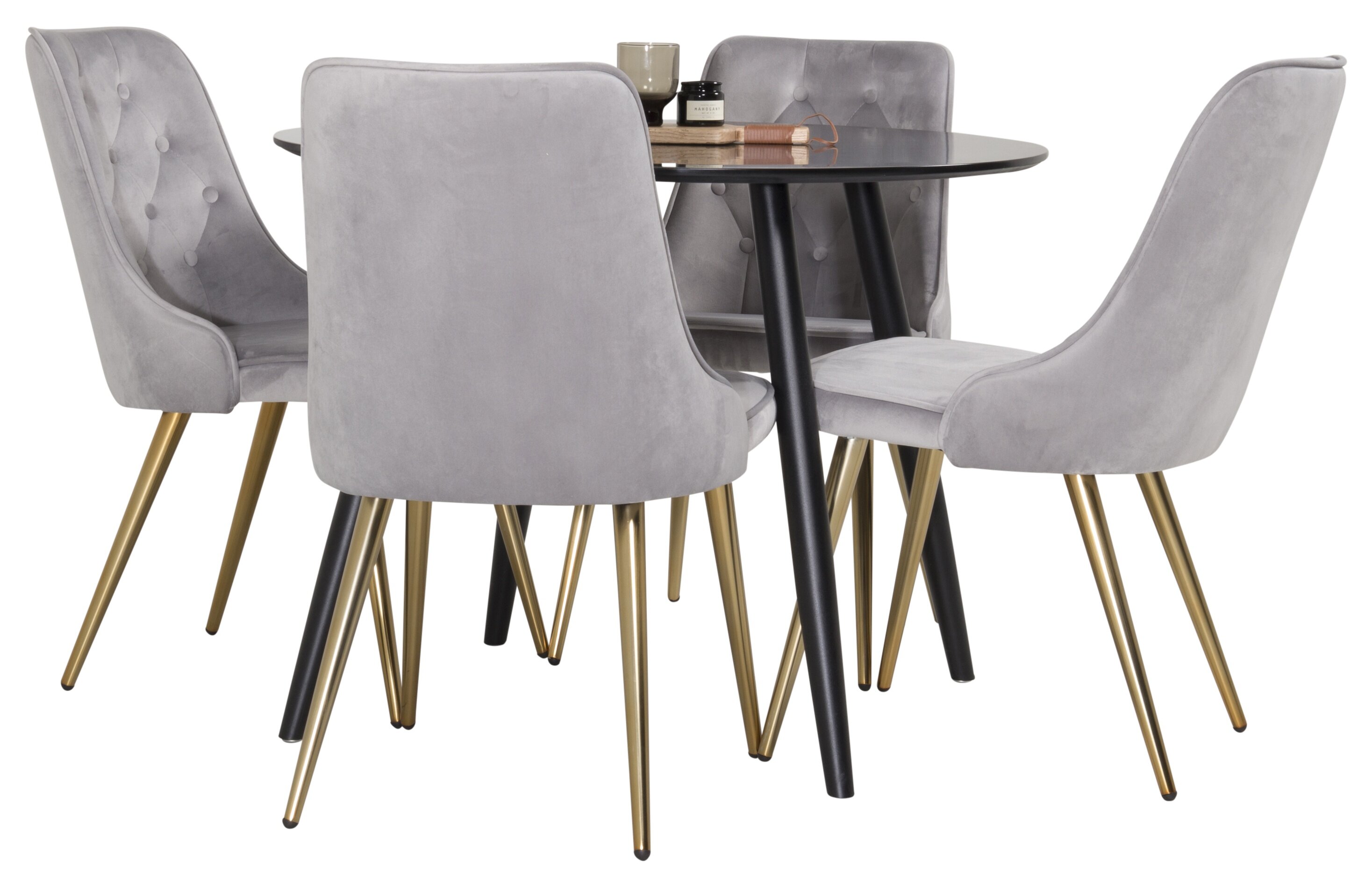 Ruokailuryhmä Venture Home Plaza/Velvet Deluxe, Ø100 cm pöytä + 4 tuolia