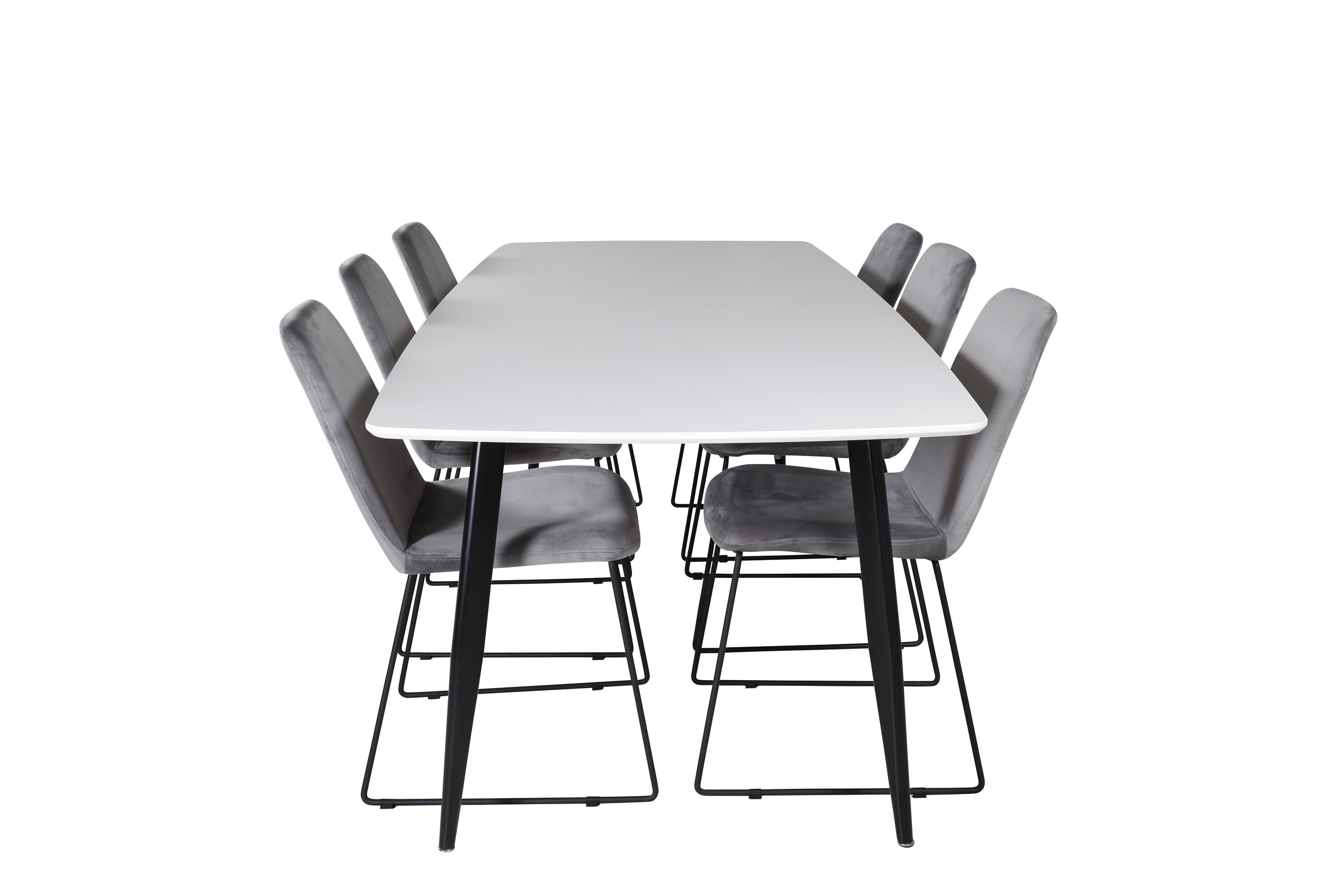 Ruokailuryhmä Venture Home Polar/Muce, 240x100 cm pöytä + 6 tuolia, valkoinen/harmaa
