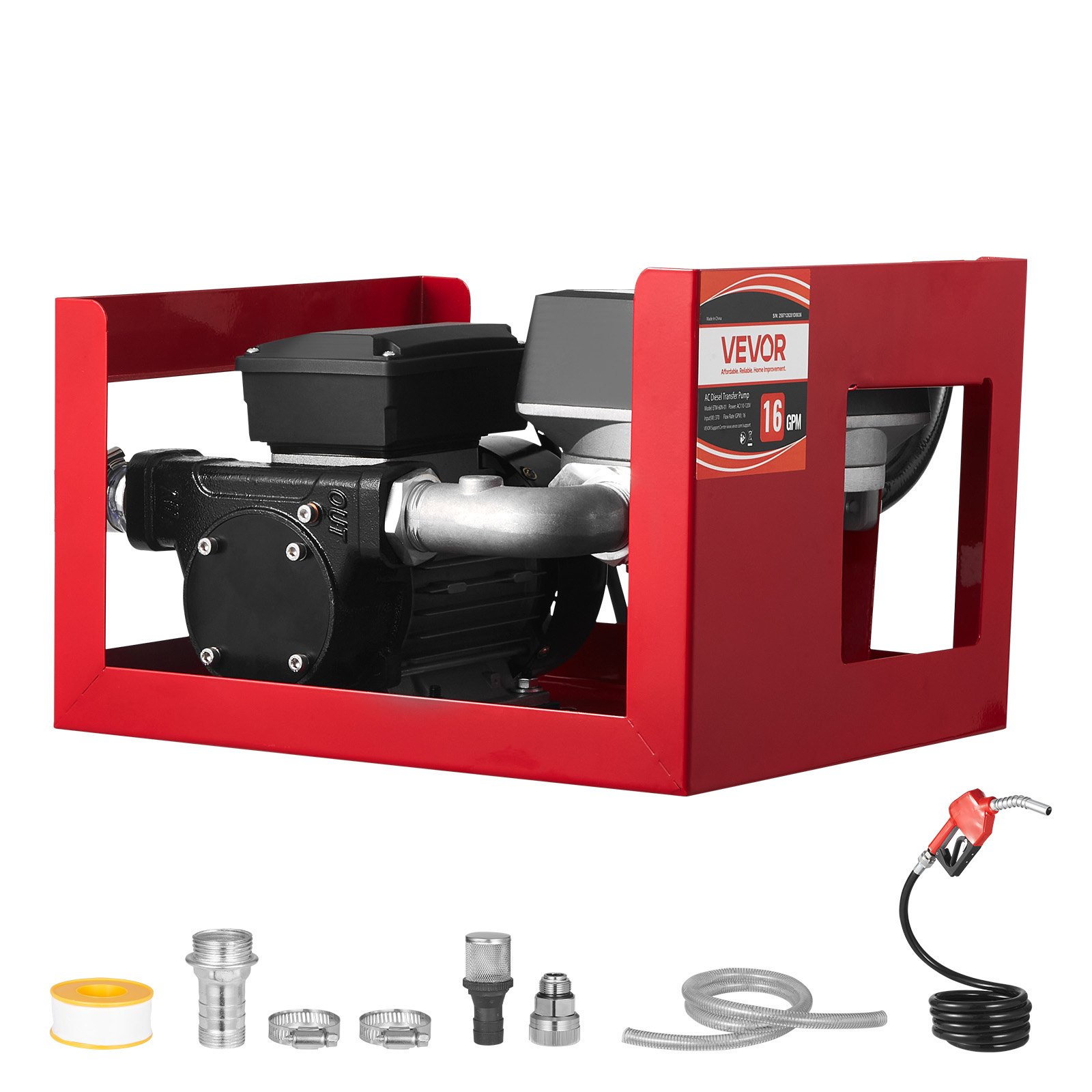 Polttoainepumppu North Craft, 230V, 60L/min, mittari ja automaattinen suutin, 13.7 m nostokorkeus