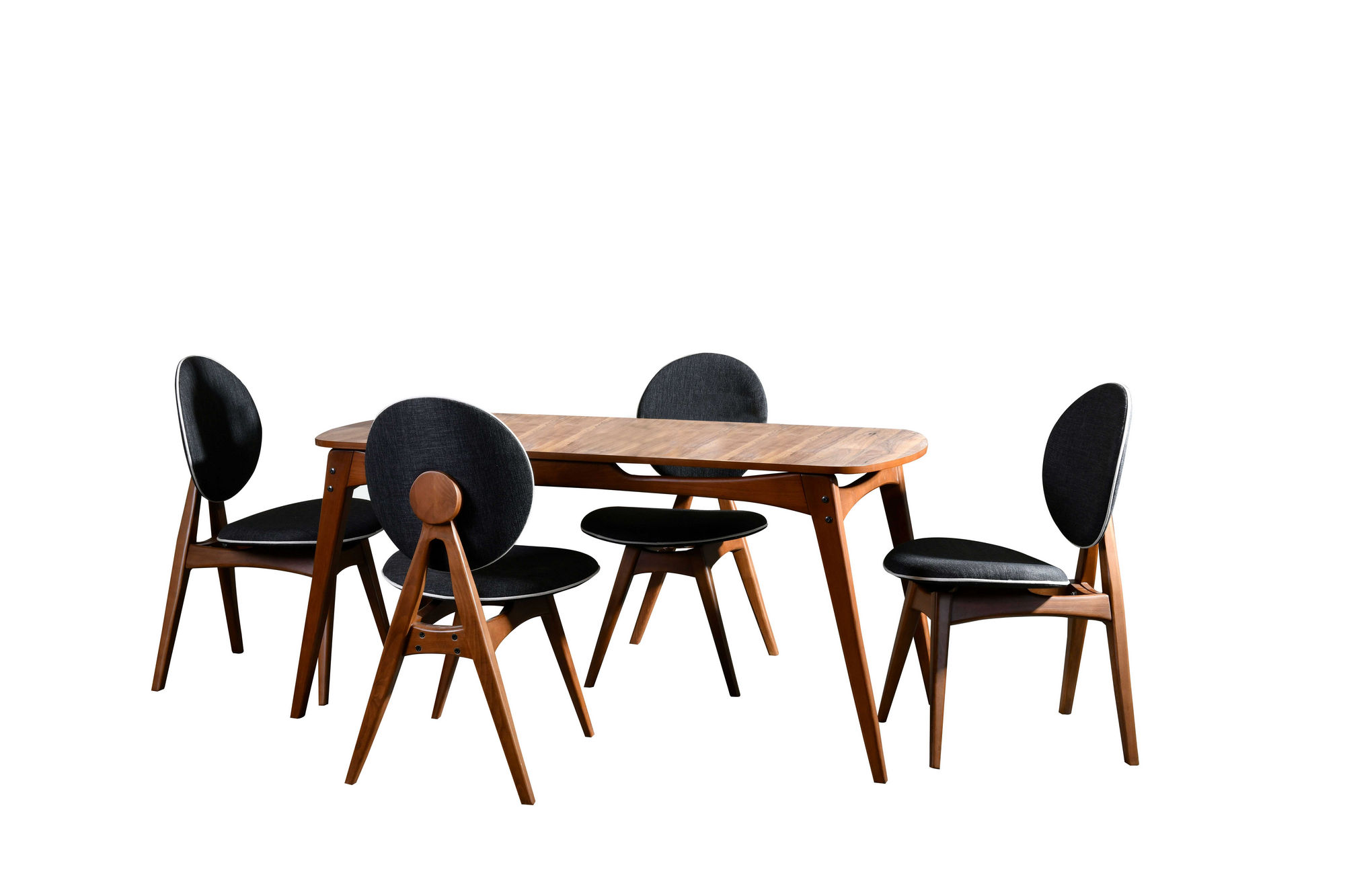 Ruokailuryhmä Valento Furniture ja Tuolisetti Touch, 5-osainen, 160x75cm, antrasiitti