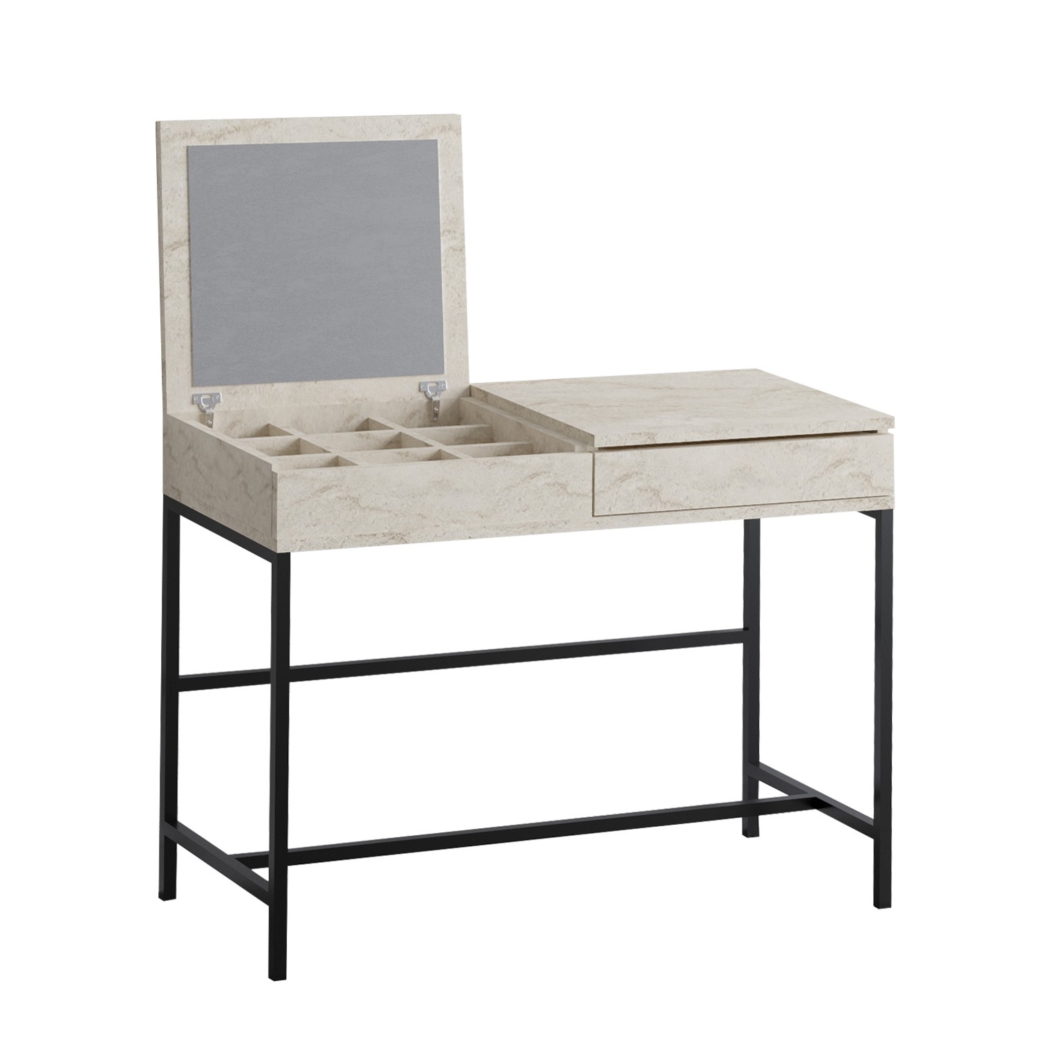 Meikkipöytä Valento Furniture Linda, 100x75cm, Travertine