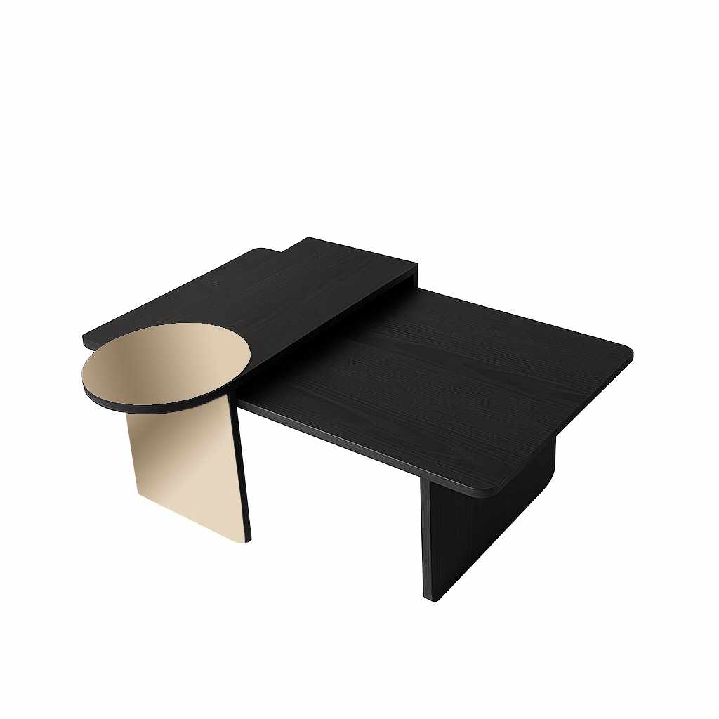 Pöytäsarja Valento Furniture Luna, 2-osainen, 82x40x33cm, musta