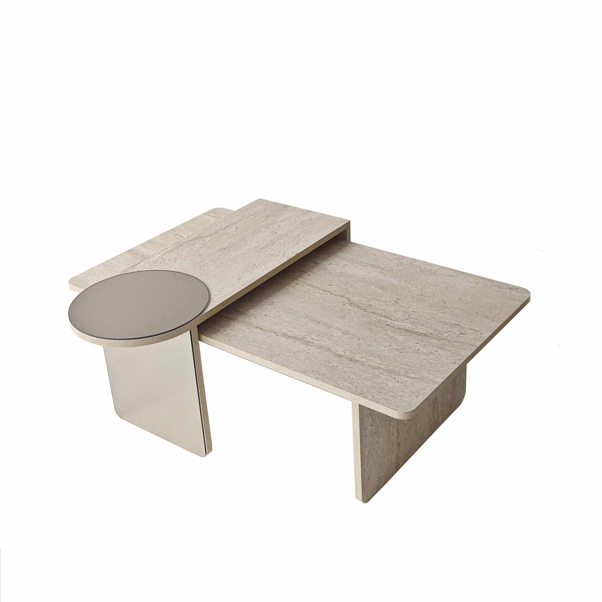 Pöytäsarja Valento Furniture Luna, 2-osainen, 82x40x33cm, Travertine Bronze
