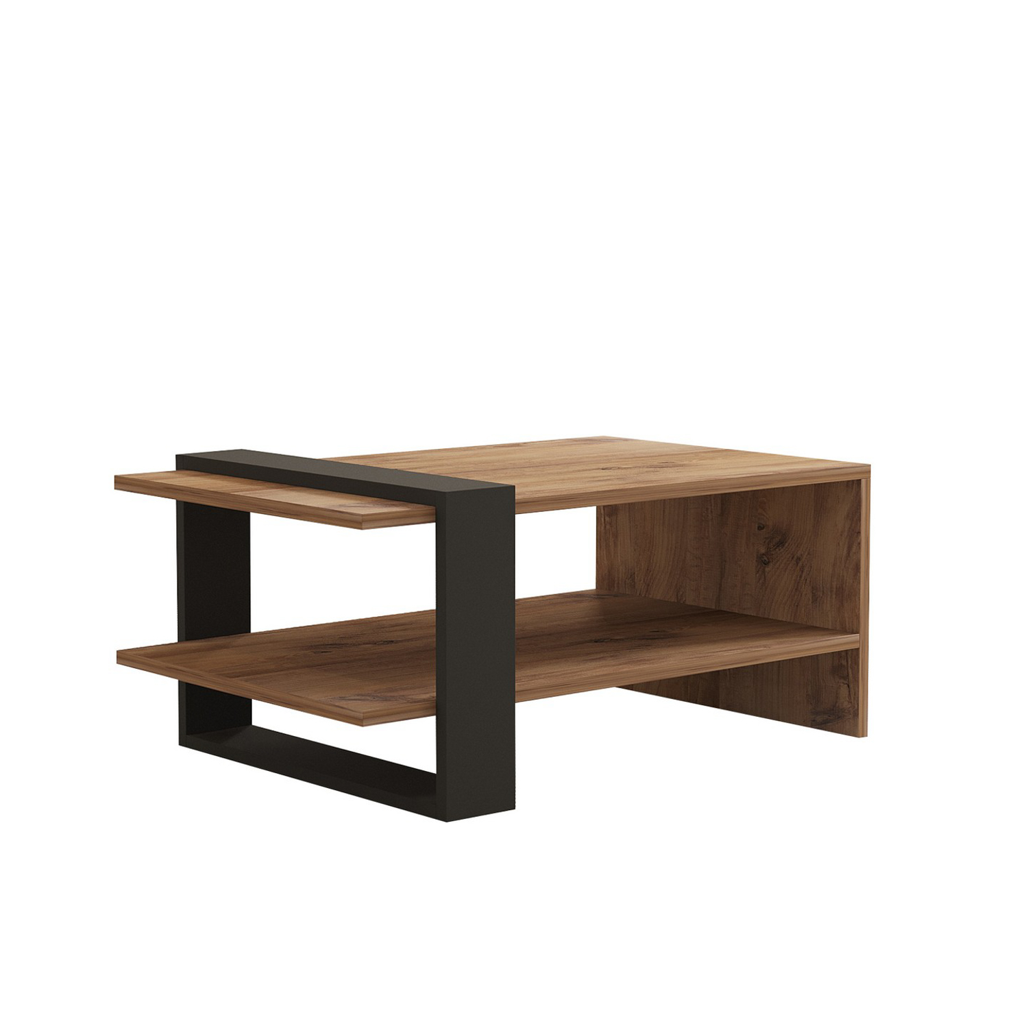 Sohvapöytä Valento Furniture Ova, 80x55cm, Tammi/Antrasiitti