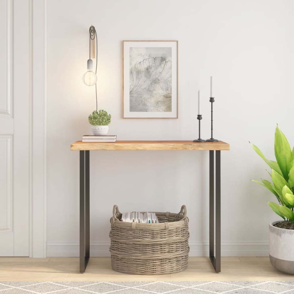 Pöytälevy 100x40x2,5 cm suorakaide täysi akasiapuu elävä reuna (85496)
