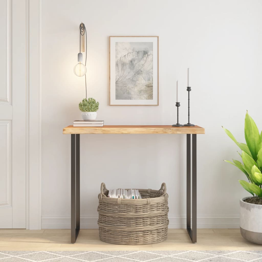 Pöytälevy 80x40x2,5 cm suorakaide täysi akasiapuu elävä reuna (85540)