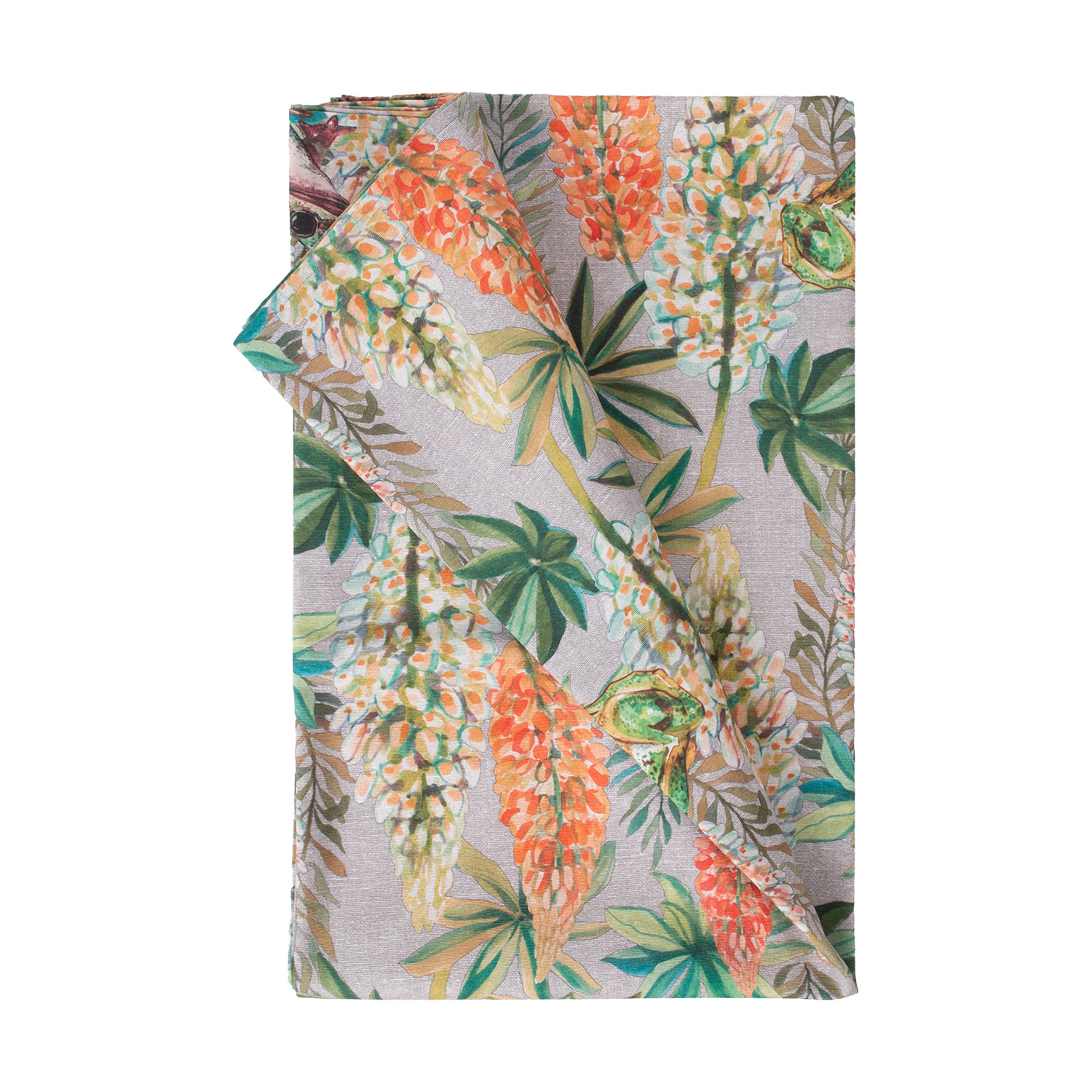 Pöytäliina Home4You Loneta New, 136x220cm, Kukat Ja Sammakot, Multicolor
