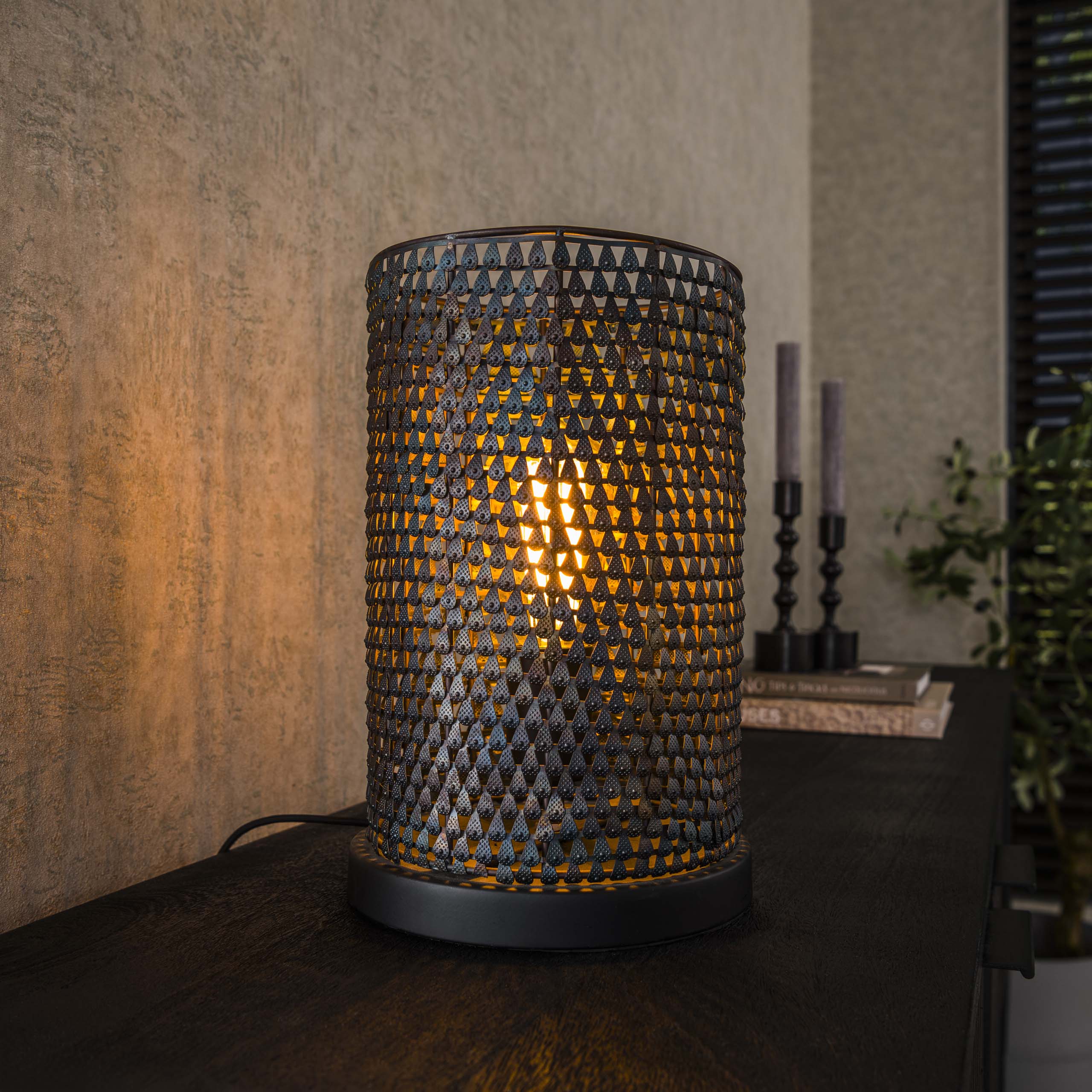 Pöytävalaisin Zijlstra Armor Tube, 20x20x30cm, mustanruskea