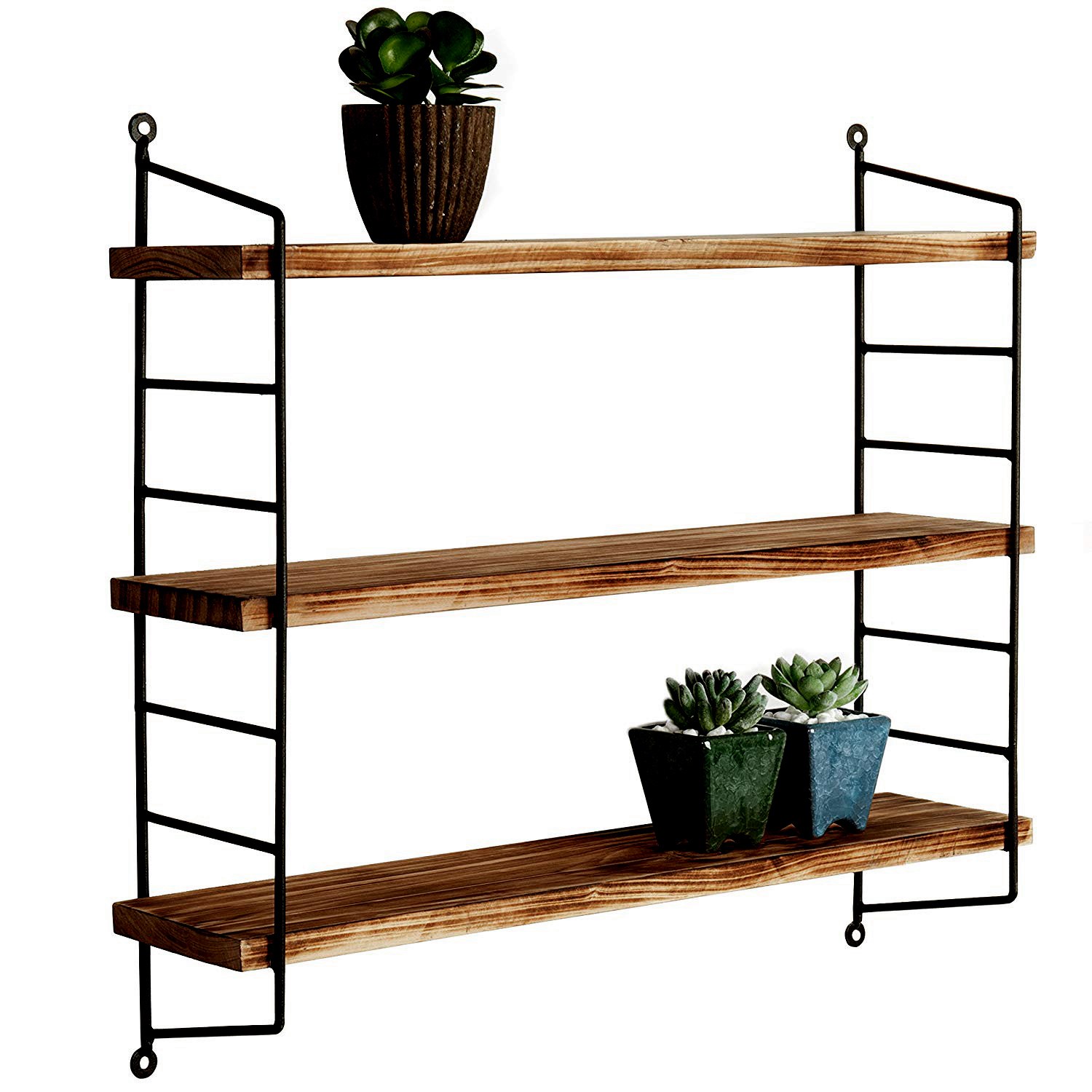 Puinen seinähylly Valento Furniture WR088, ruskea/musta