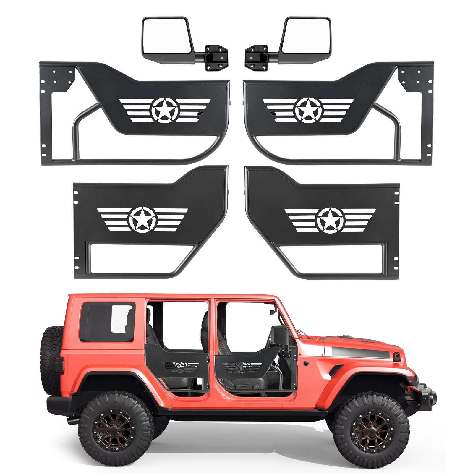 Putkiovisarja Jeep North Craft, 4-ovinen, 915x516mm, musta