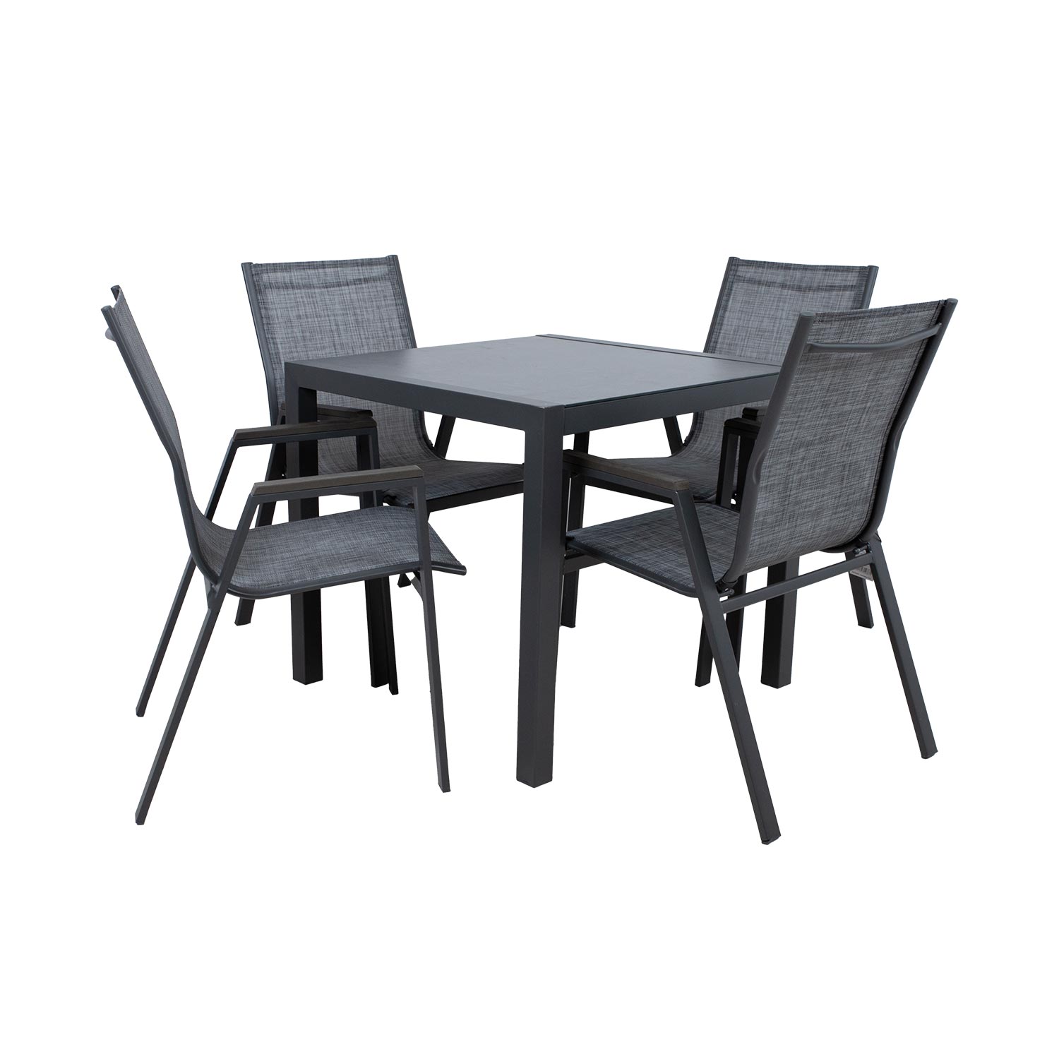 Puutarhakalustesarja Home4You Delgado, 80x80x72cm, 4 Tuolia, Harmaa