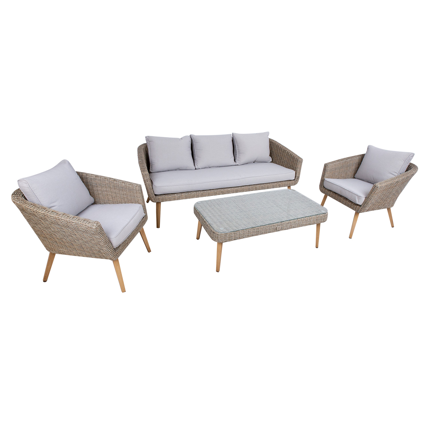 Puutarhakalustesarja Home4You Norway, Sohvapöytä, Sohva, 2 Tuolia, Beige