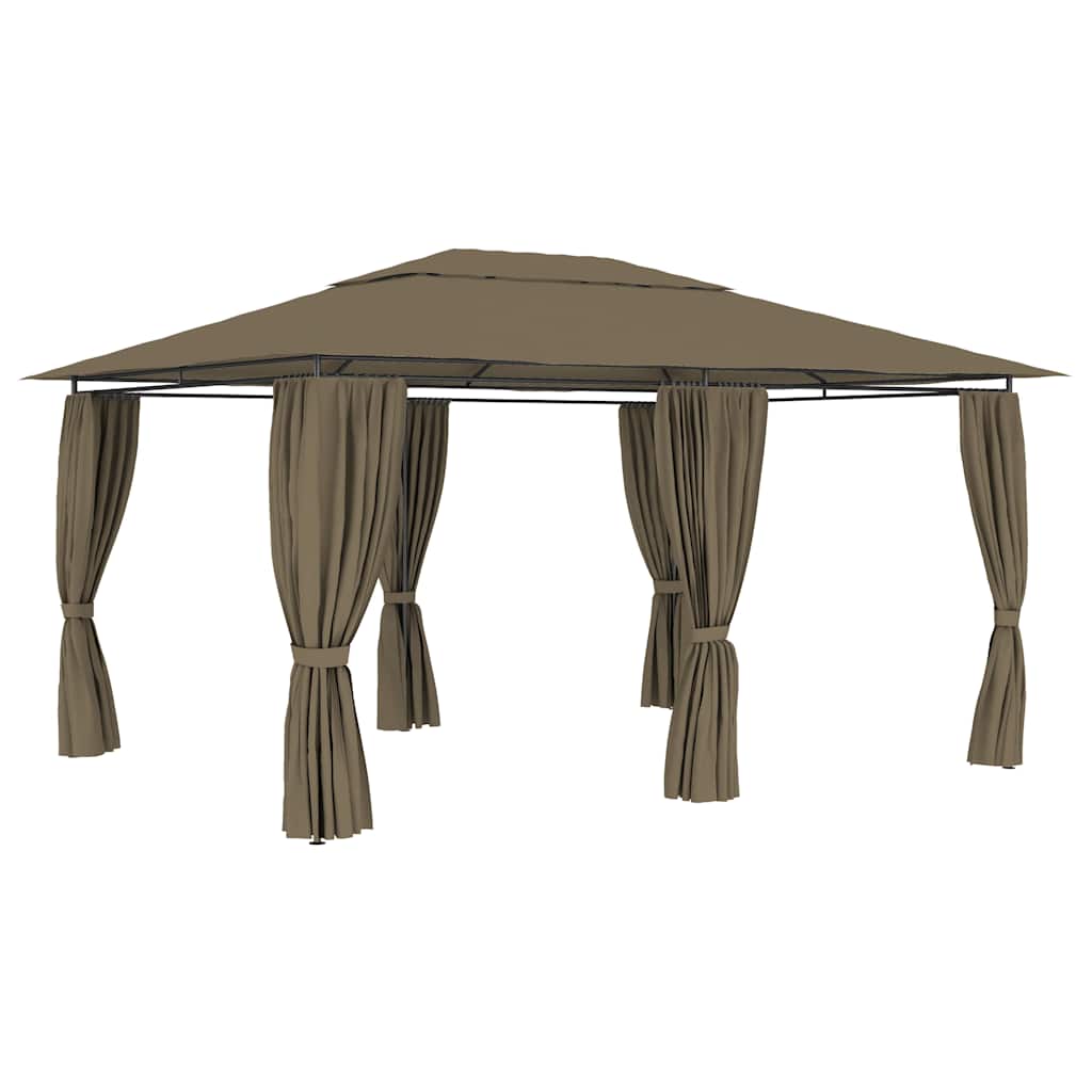 Puutarhakatos verhoilla 4x3 m ruskeanharmaa 180 g/m²