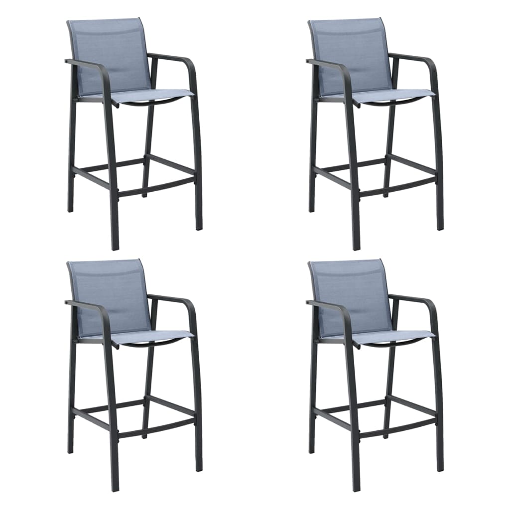 Puutarhan baarituolit 4 kpl, harmaa textilene