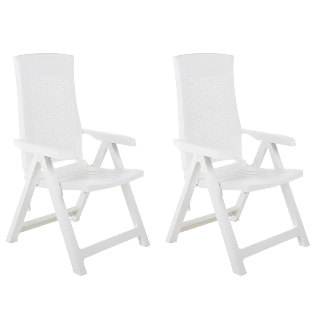 Puutarhan nojatuolit 2 kpl, 59x67x106 cm, muovi valkoinen