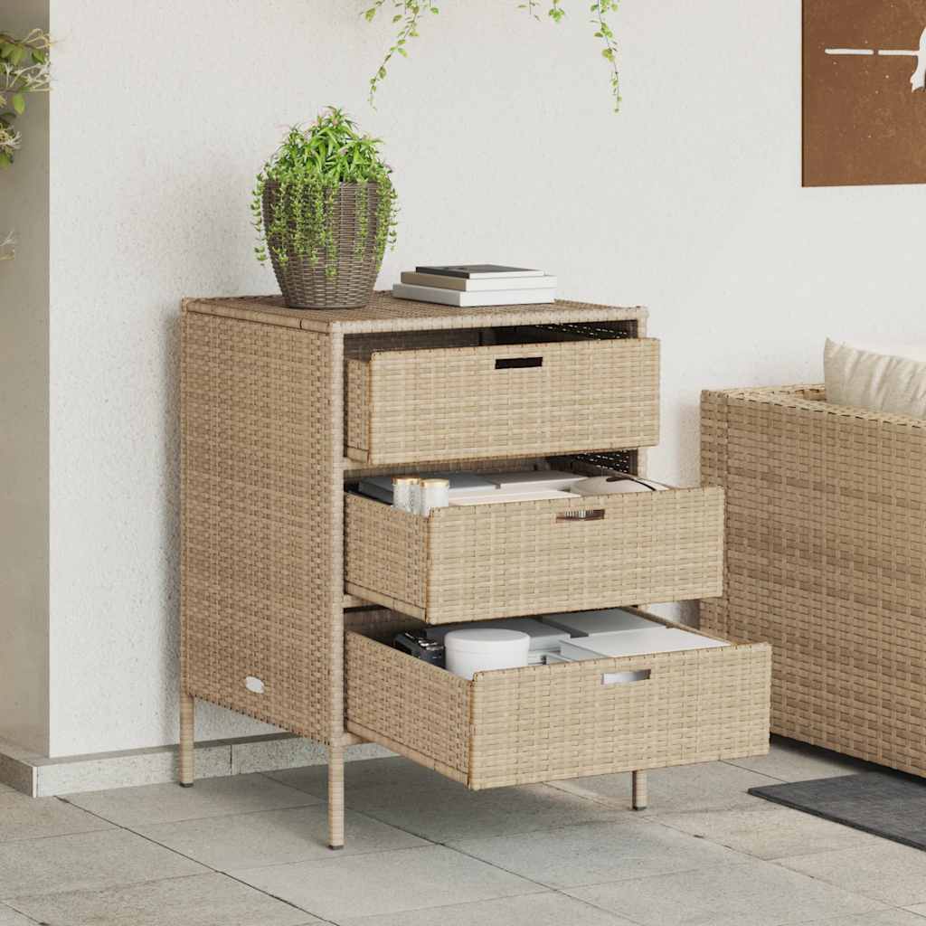 Puutarhan säilytyskaappi beige 55x59x80 cm polyrottinki